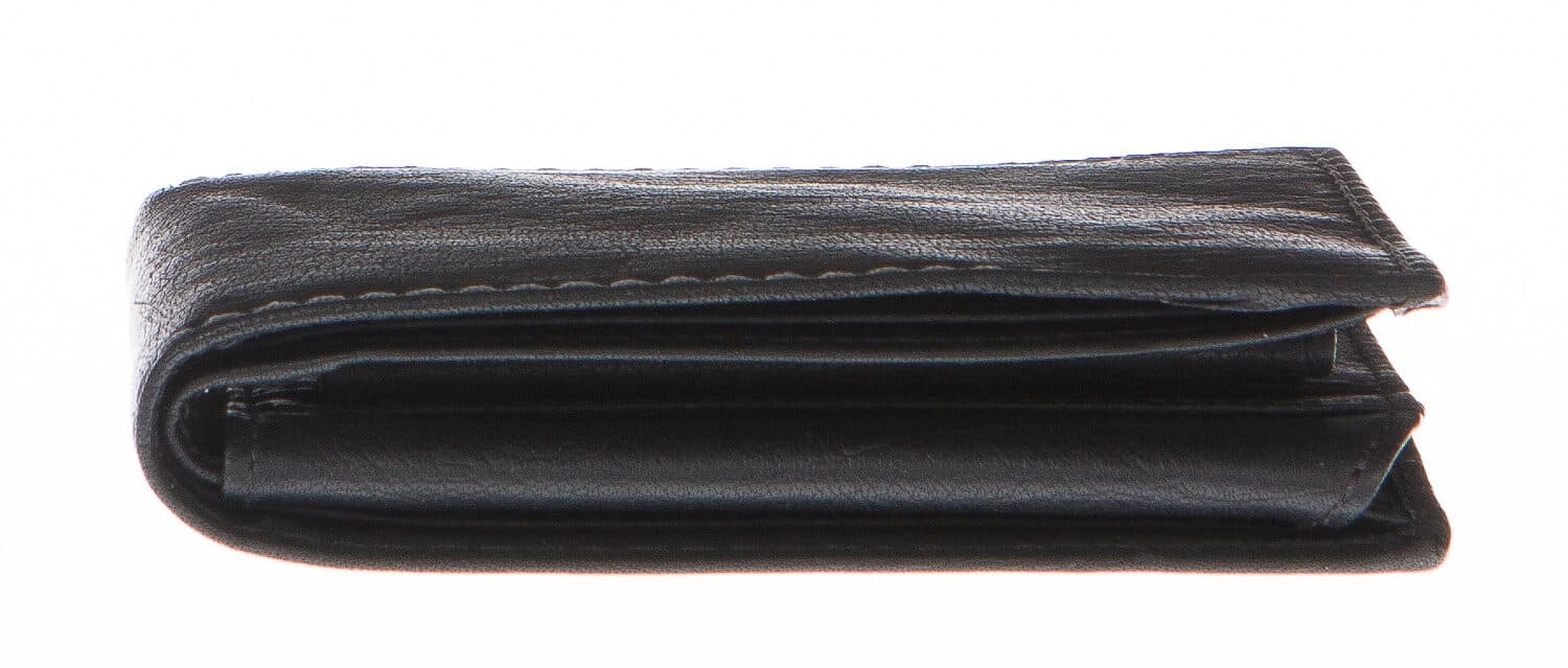 Portafoglio uomo in vera pelle sauvage SANTINI, mod LUSSEMBURGO mini, colore NERO Made in Italy.