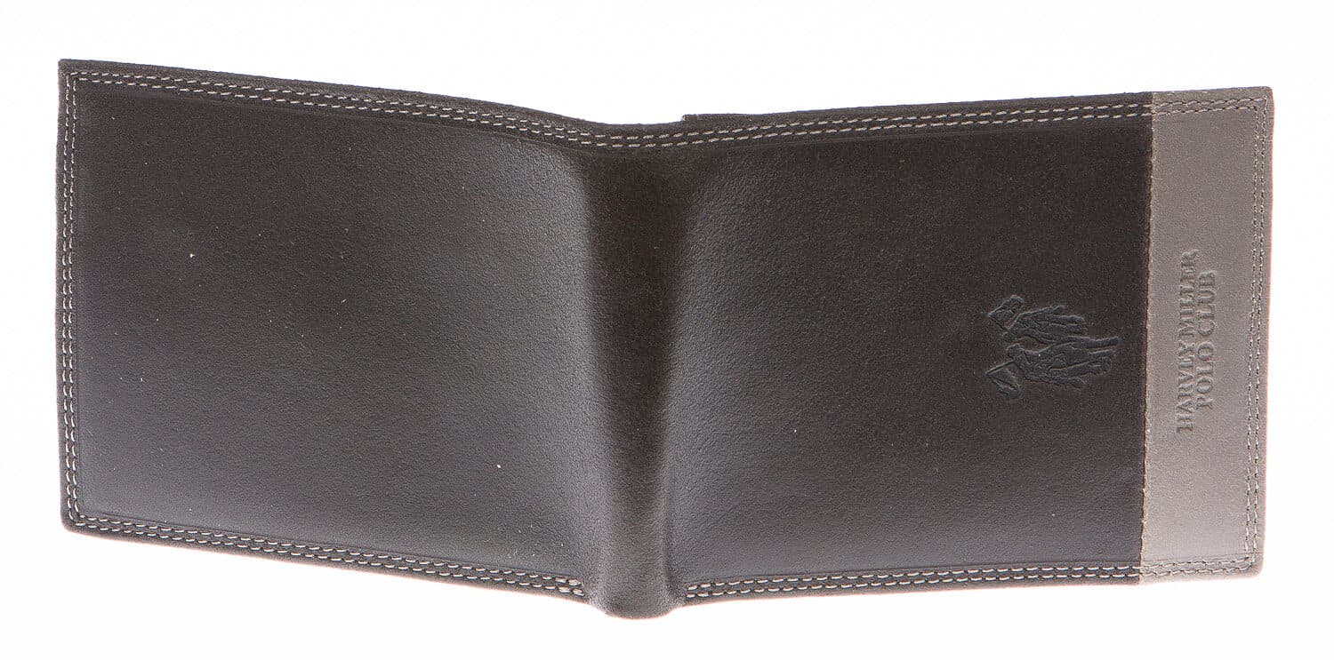 Portafoglio uomo in vera pelle nubuck HARVEY MILLER, mod LIECHTENSTEIN, colore NERO Made in Italy.