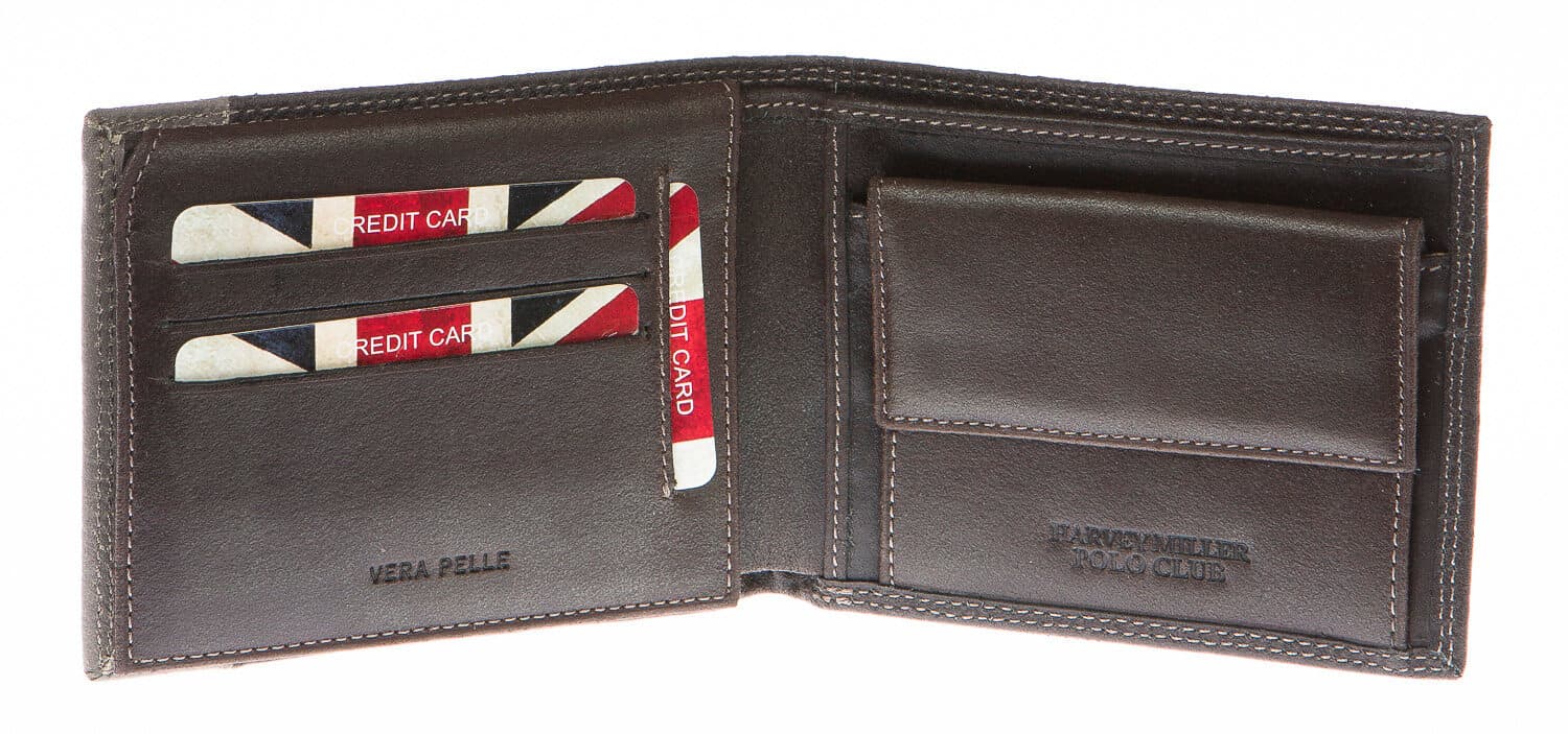 Portafoglio uomo in vera pelle nubuck HARVEY MILLER, mod LIECHTENSTEIN, colore NERO Made in Italy.