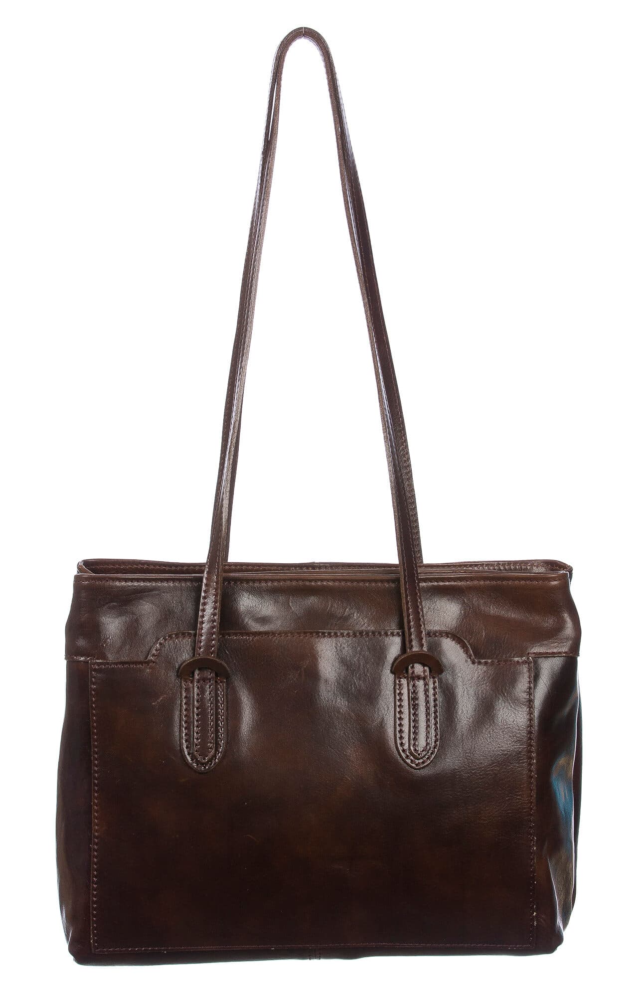 Borsa donna in vera pelle CHIAROSCURO mod. MINA small colore TESTA DI MORO Made in Italy