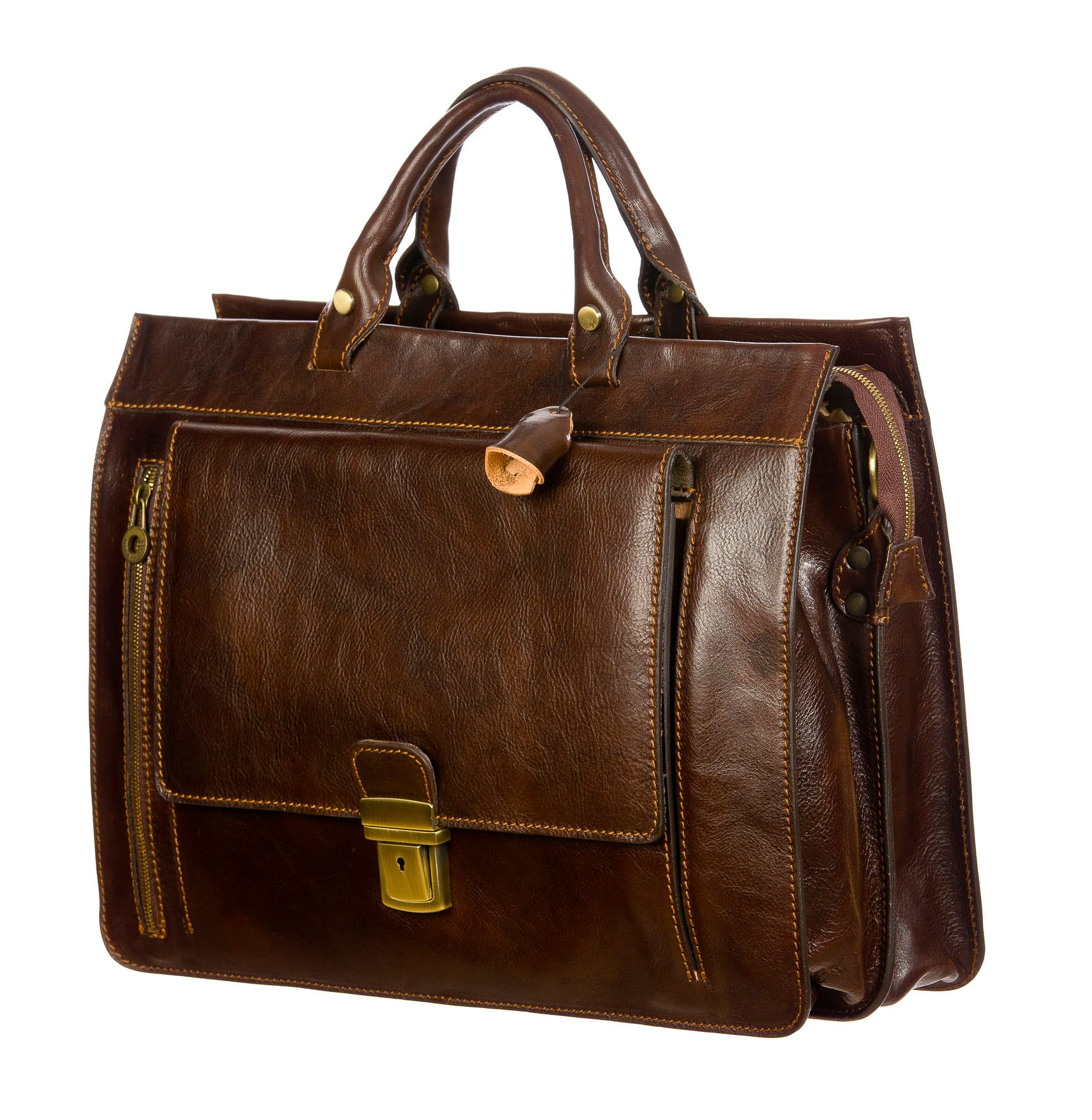 EMIDIO : cartella ufficio / borsa lavoro, uomo / donna, in cuoio, colore : TESTAMORO, Made in Italy (Borsa)