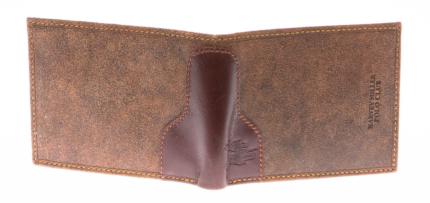 Portafoglio uomo in vera pelle nubuck HARVEY MILLER, mod GIAMAICA, colore TESTA DI MORO Made in Italy.
