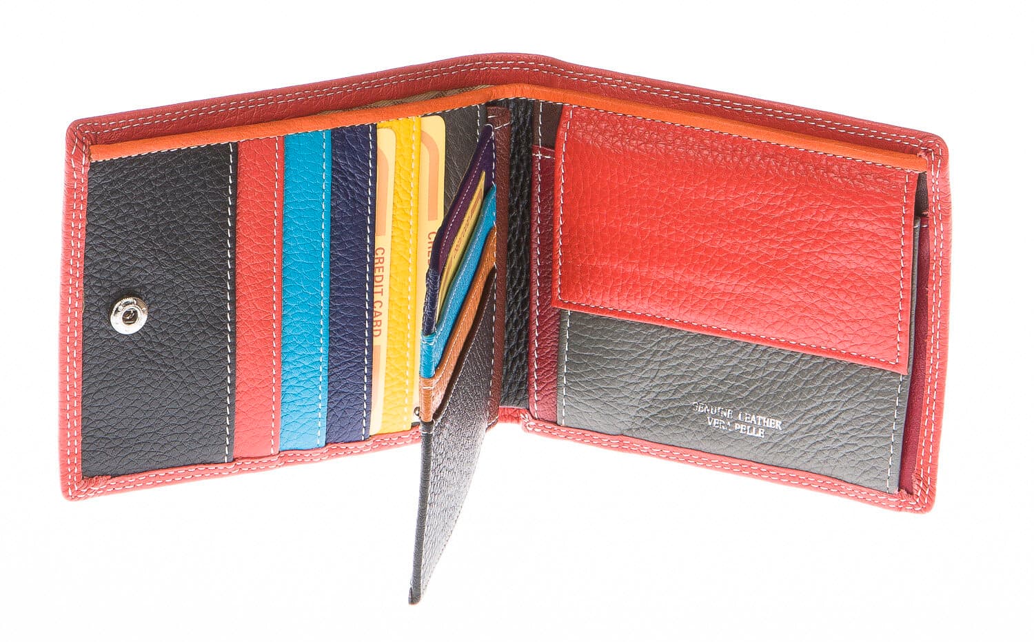 Portafoglio uomo in vera pelle tradizionale SANTINI, mod SLOVACCHIA, colore ARANCIO Made in Italy.