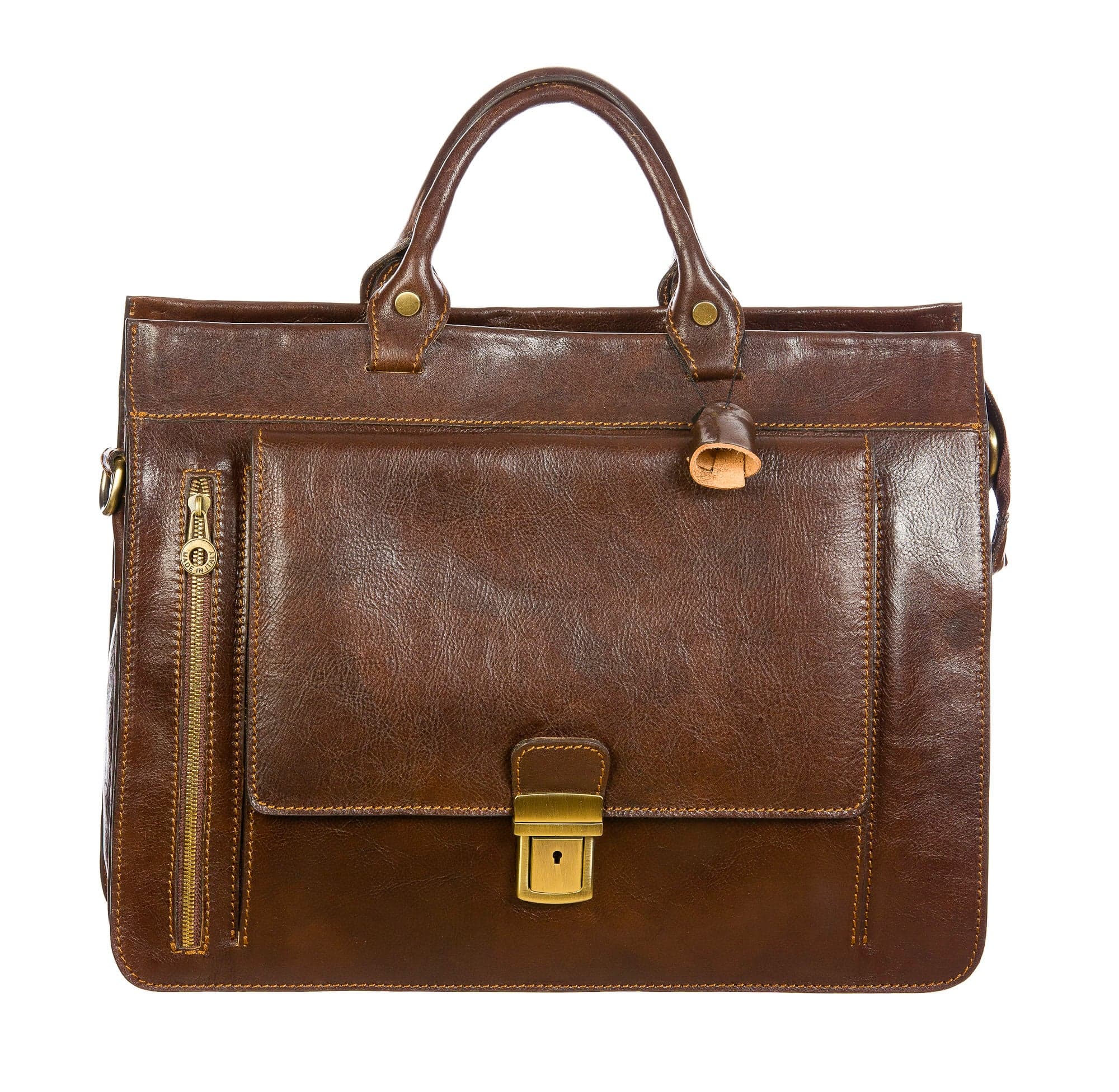 EMIDIO : cartella ufficio / borsa lavoro, uomo / donna, in cuoio, colore : TESTAMORO, Made in Italy (Borsa)