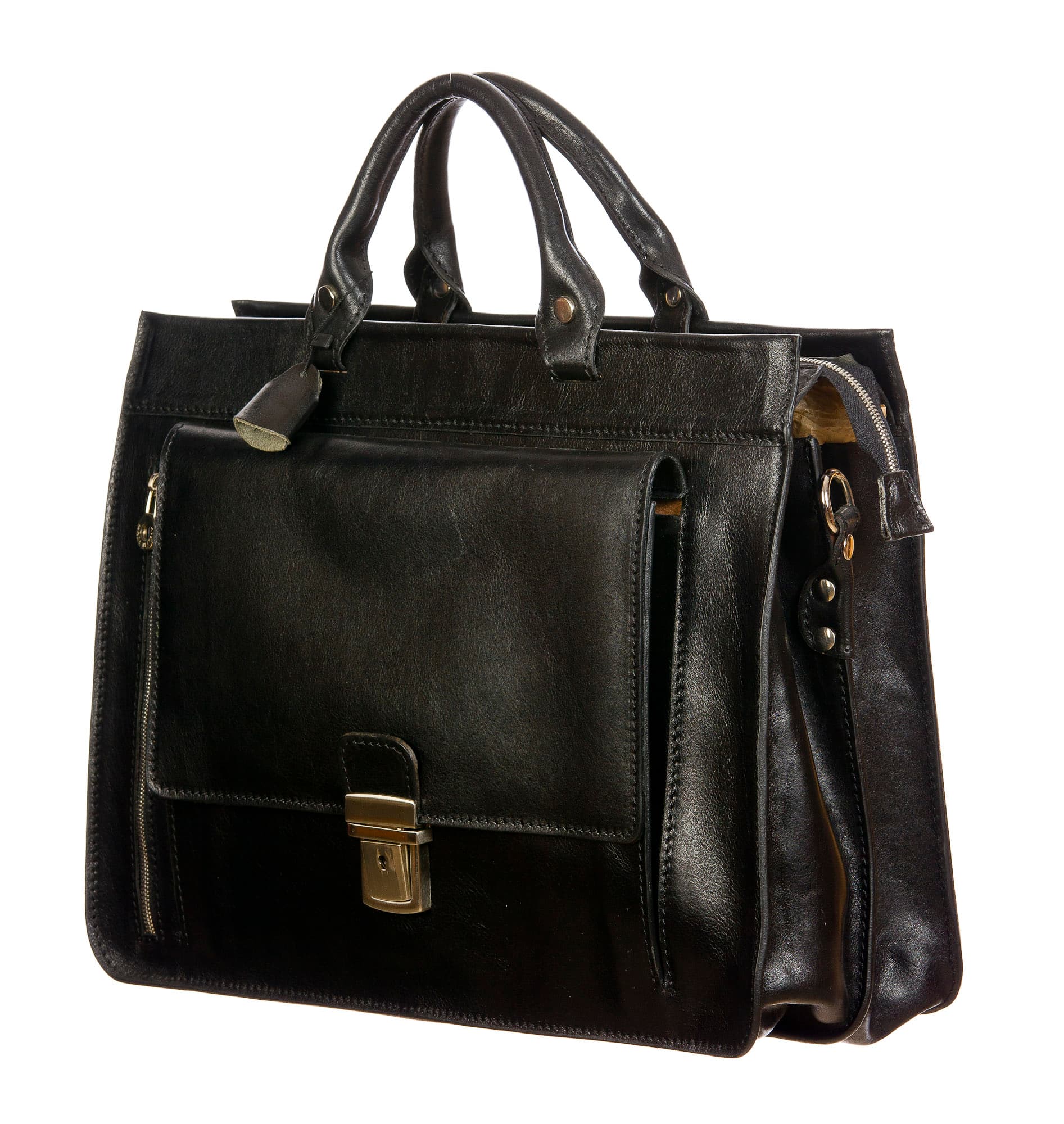 EMIDIO : cartella ufficio / borsa lavoro, uomo / donna, in cuoio, colore : NERO, Made in Italy (Borsa)