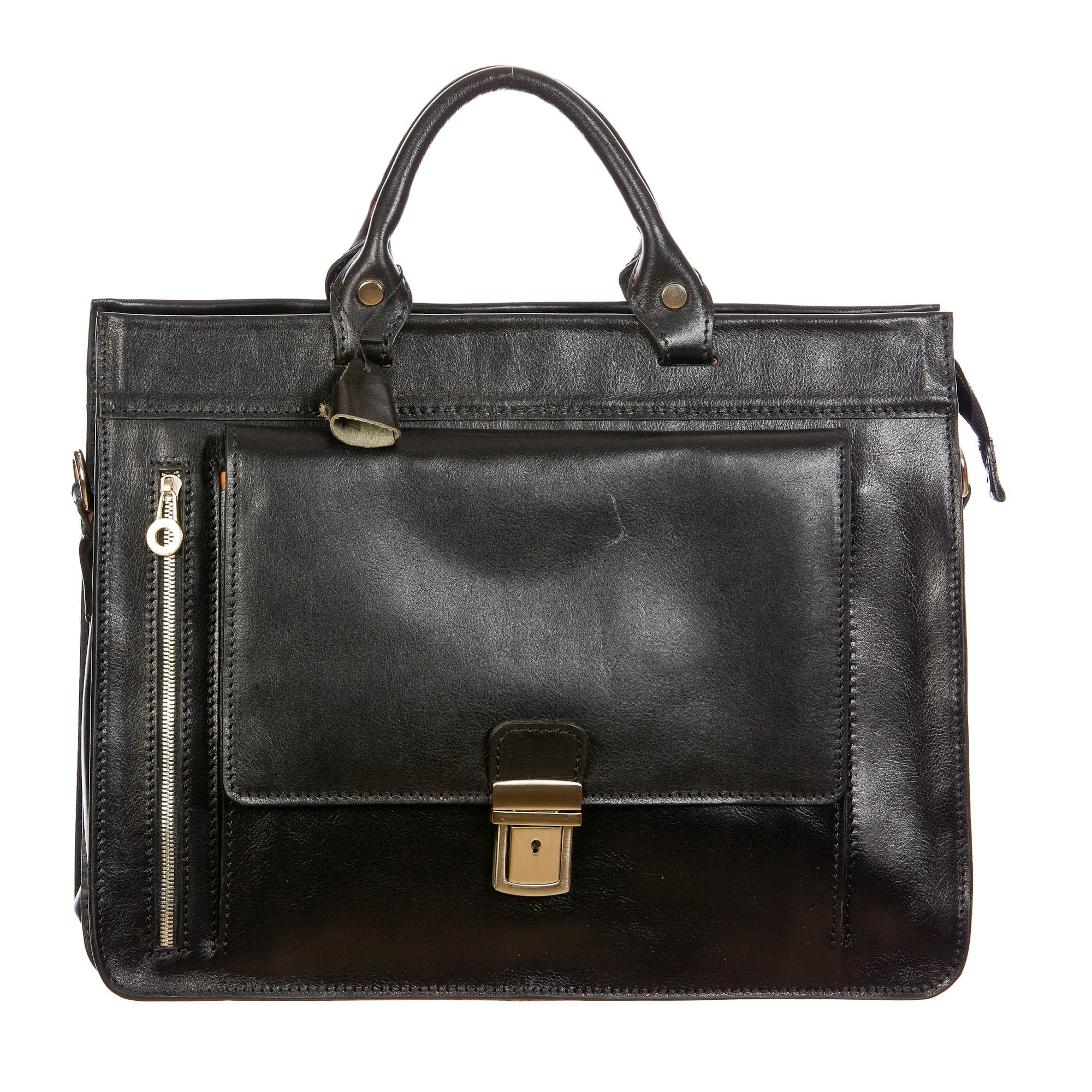 EMIDIO : cartella ufficio / borsa lavoro, uomo / donna, in cuoio, colore : NERO, Made in Italy (Borsa)
