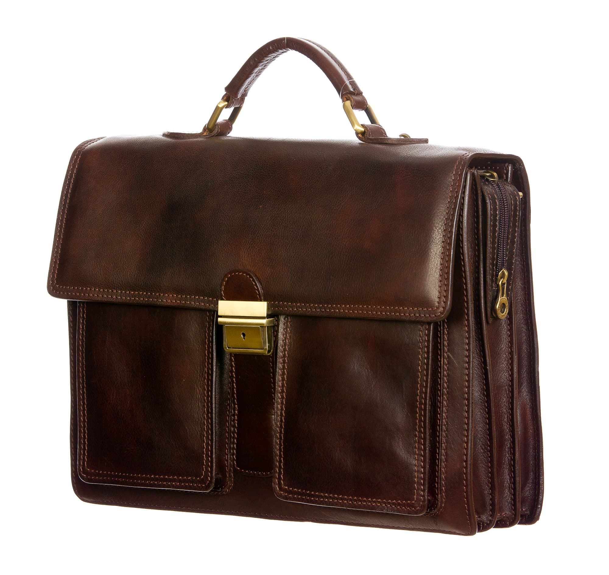 EVASIO : cartella ufficio / borsa lavoro uomo, in cuoio, colore : TESTAMORO, Made in Italy (Borsa)