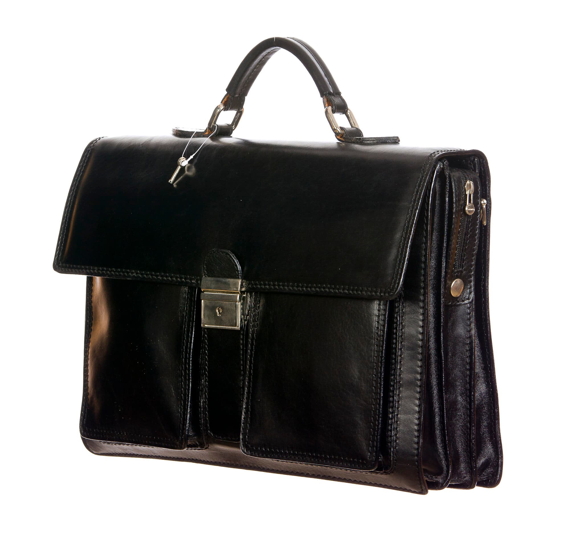 EVASIO : cartella ufficio / borsa lavoro uomo, in cuoio, colore : NERO, Made in Italy (Borsa)