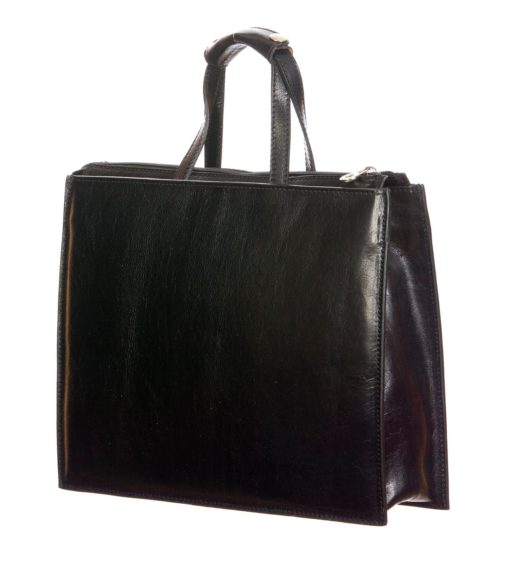 ERMETE : cartella ufficio / borsa lavoro, uomo - donna, in cuoio, colore : NERO, Made in Italy