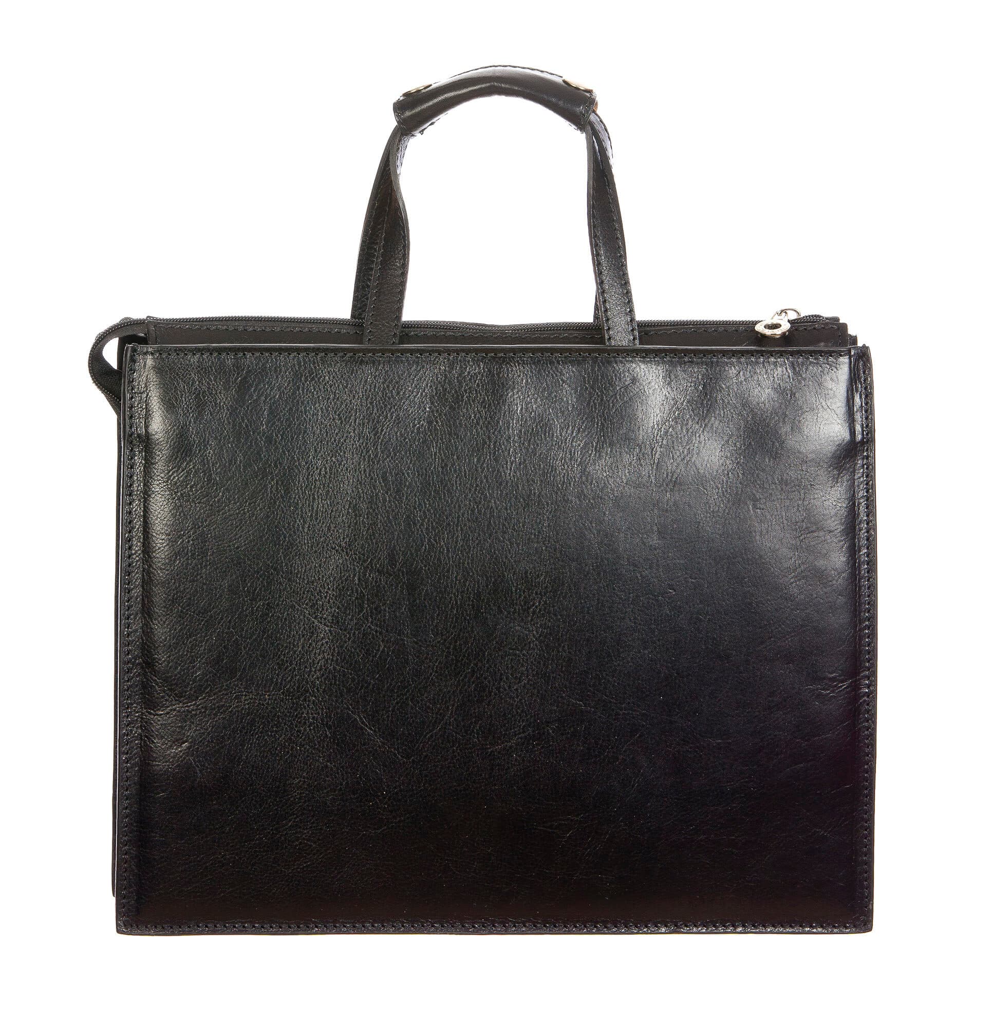 ERMETE : cartella ufficio / borsa lavoro, uomo - donna, in cuoio, colore : NERO, Made in Italy