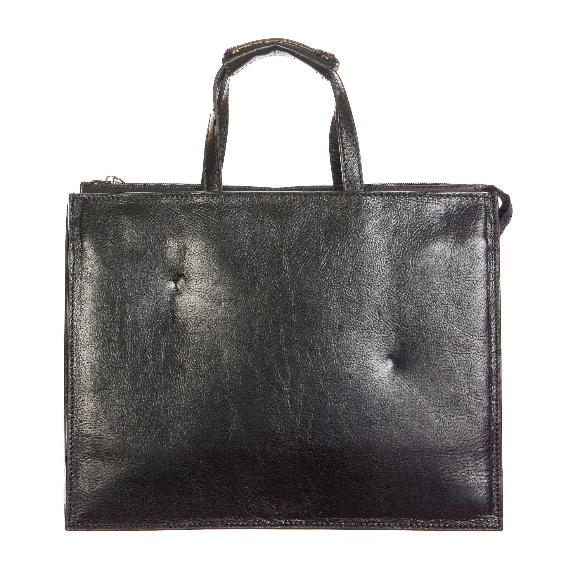 ERMETE : cartella ufficio / borsa lavoro, uomo - donna, in cuoio, colore : NERO, Made in Italy