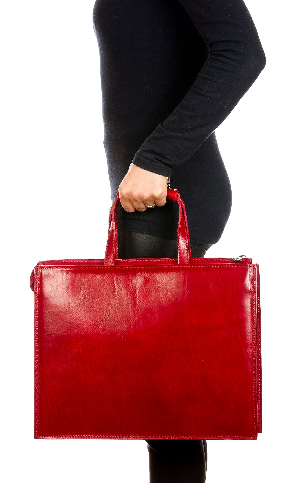 ERMETE : cartella ufficio / borsa lavoro, uomo - donna, in cuoio, colore : ROSSO, Made in Italy (Borsa)