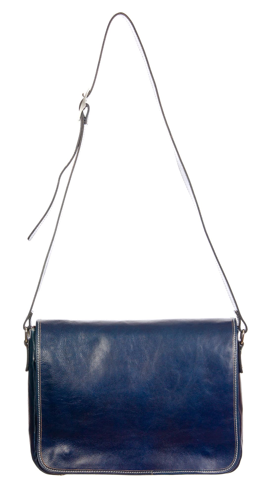 MATTIA : Borsa Messenger a Tracolla da uomo in vero cuoio, colore : BLU, Made in Italy (Borsa)