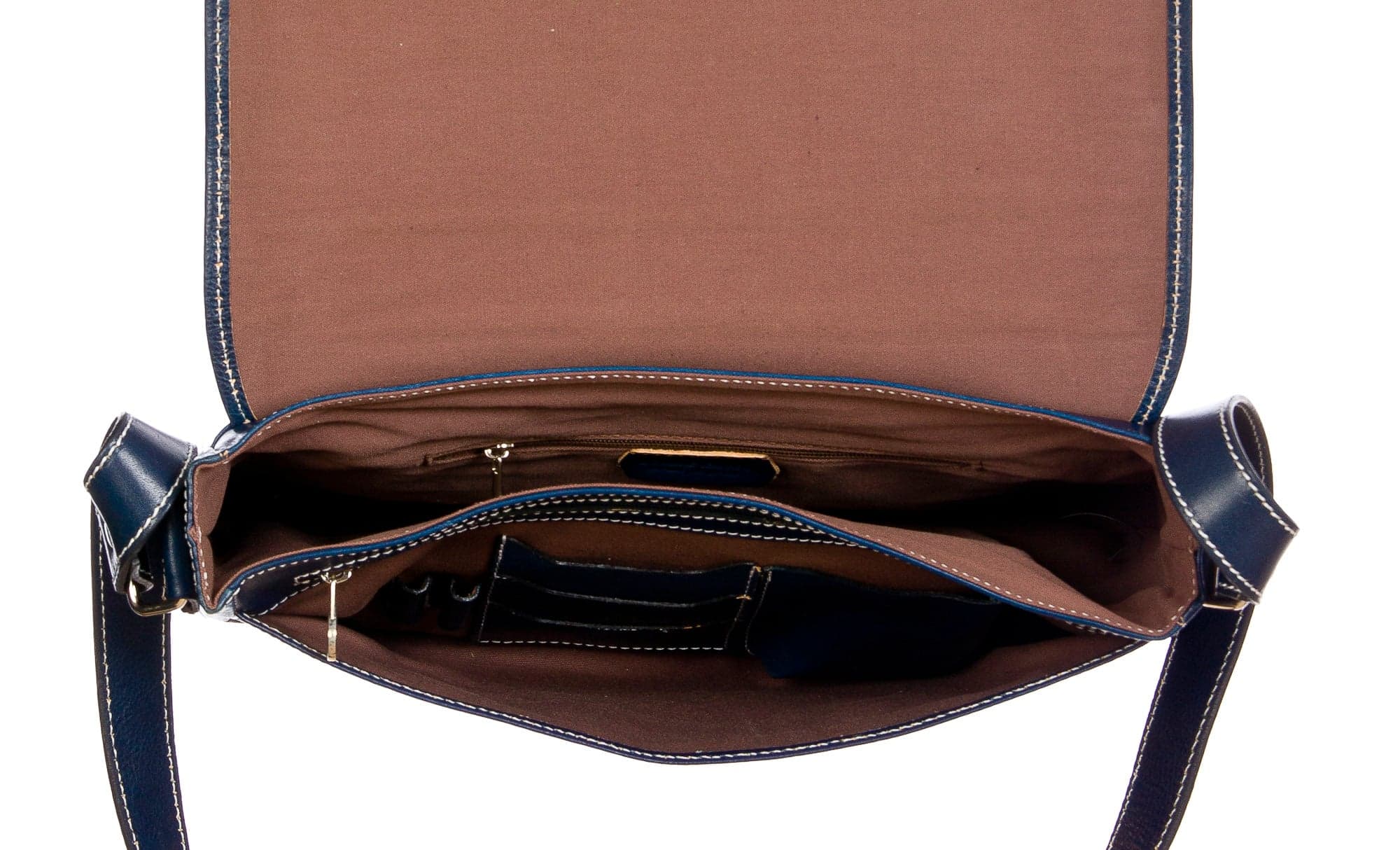 MATTIA : Borsa Messenger a Tracolla da uomo in vero cuoio, colore : BLU, Made in Italy (Borsa)