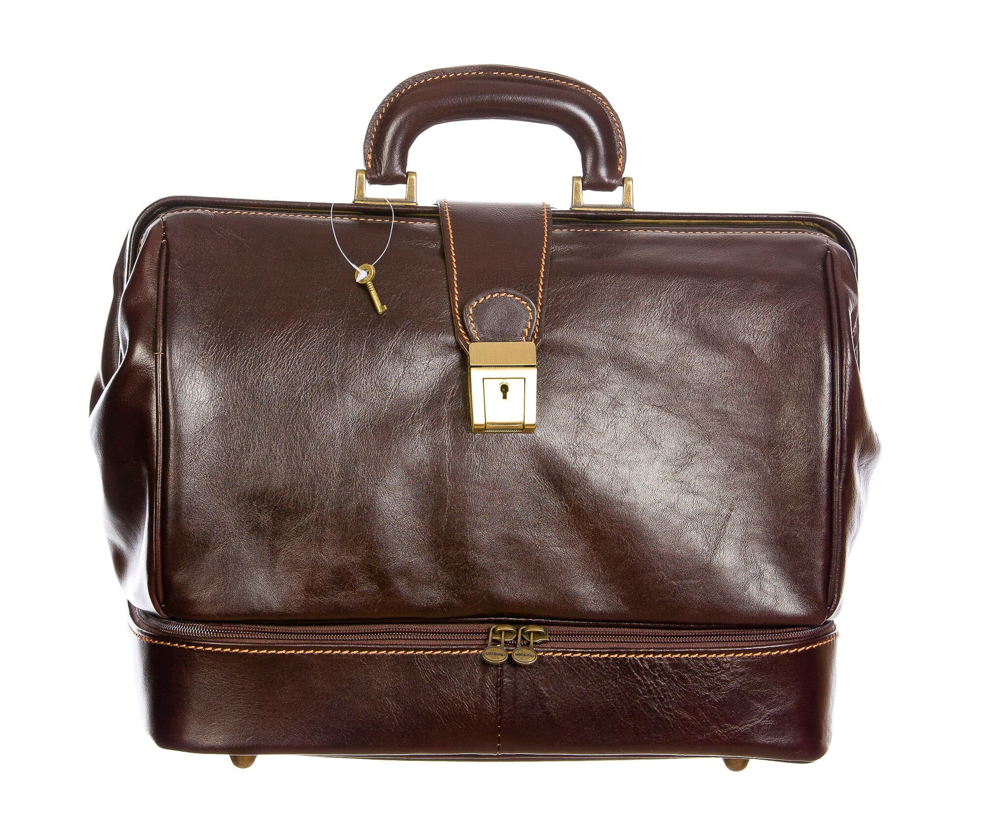 LEONIO : borsa dottore / ventiquattrore, uomo-donna, in cuoio, colore: TESTAMORO, Made in Italy