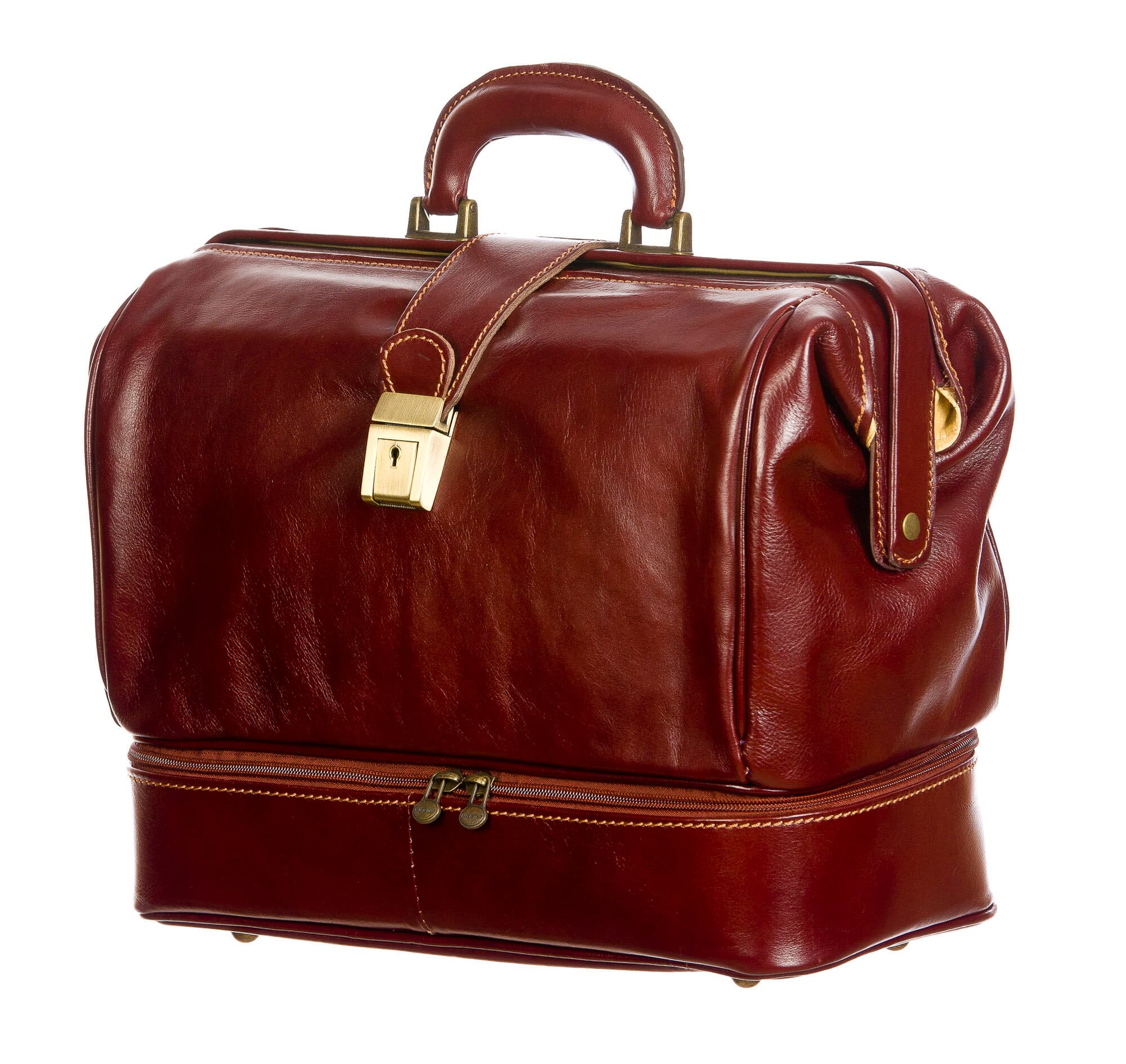  Borsa dottore/ventiquattrore in vera pelle LEONIO, unisex, colore MARRONE, CHIAROSCURO, Made in Italy