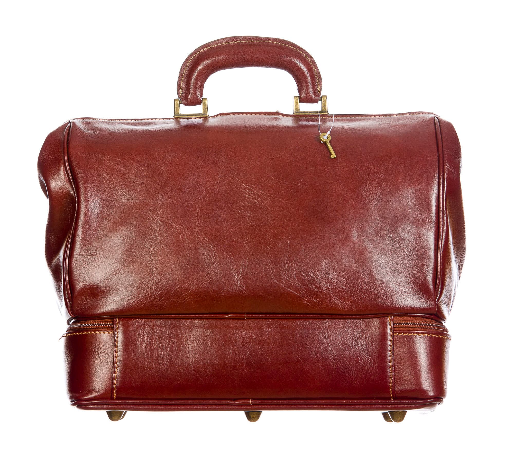 Borsa dottore/ventiquattrore in vera pelle LEONIO, unisex, colore MARRONE, CHIAROSCURO, MADE IN ITALY