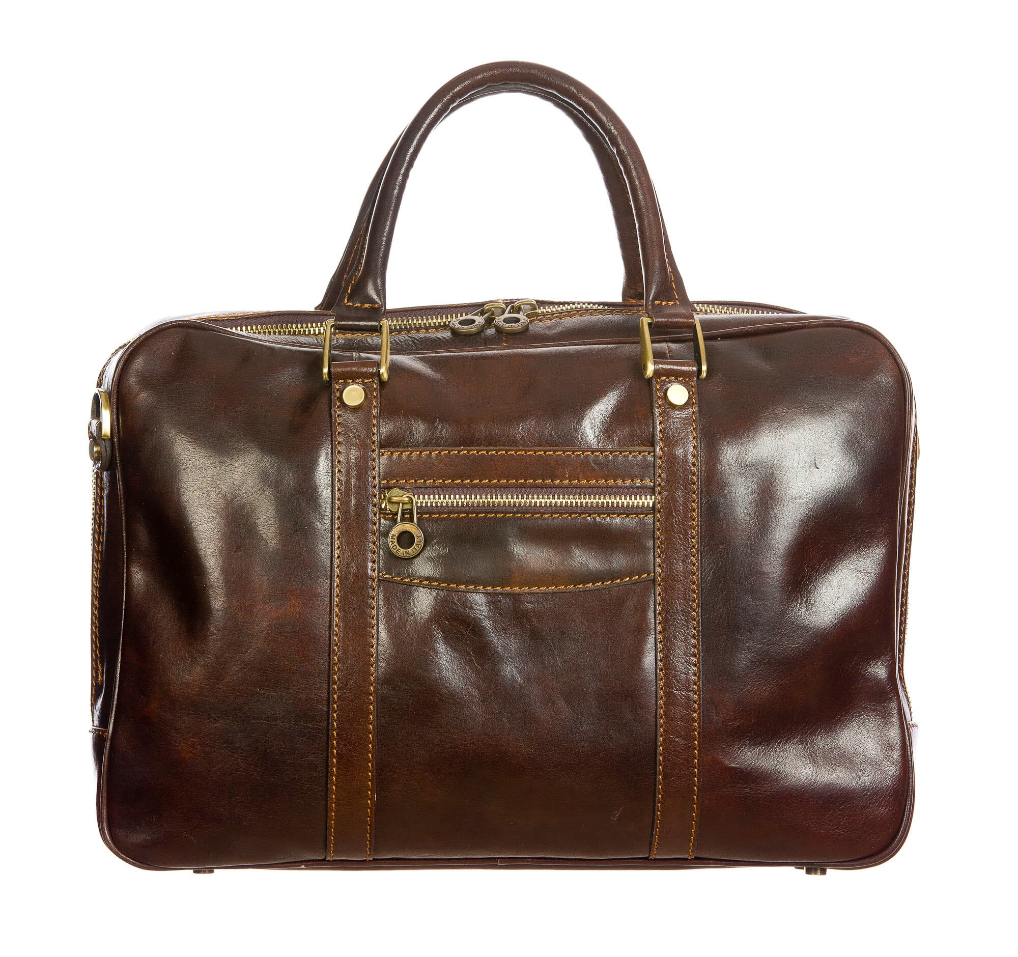 MURES : cartella ufficio / borsa lavoro, uomo - donna, in cuoio, colore: TESTAMORO, Made in Italy. (Borsa)