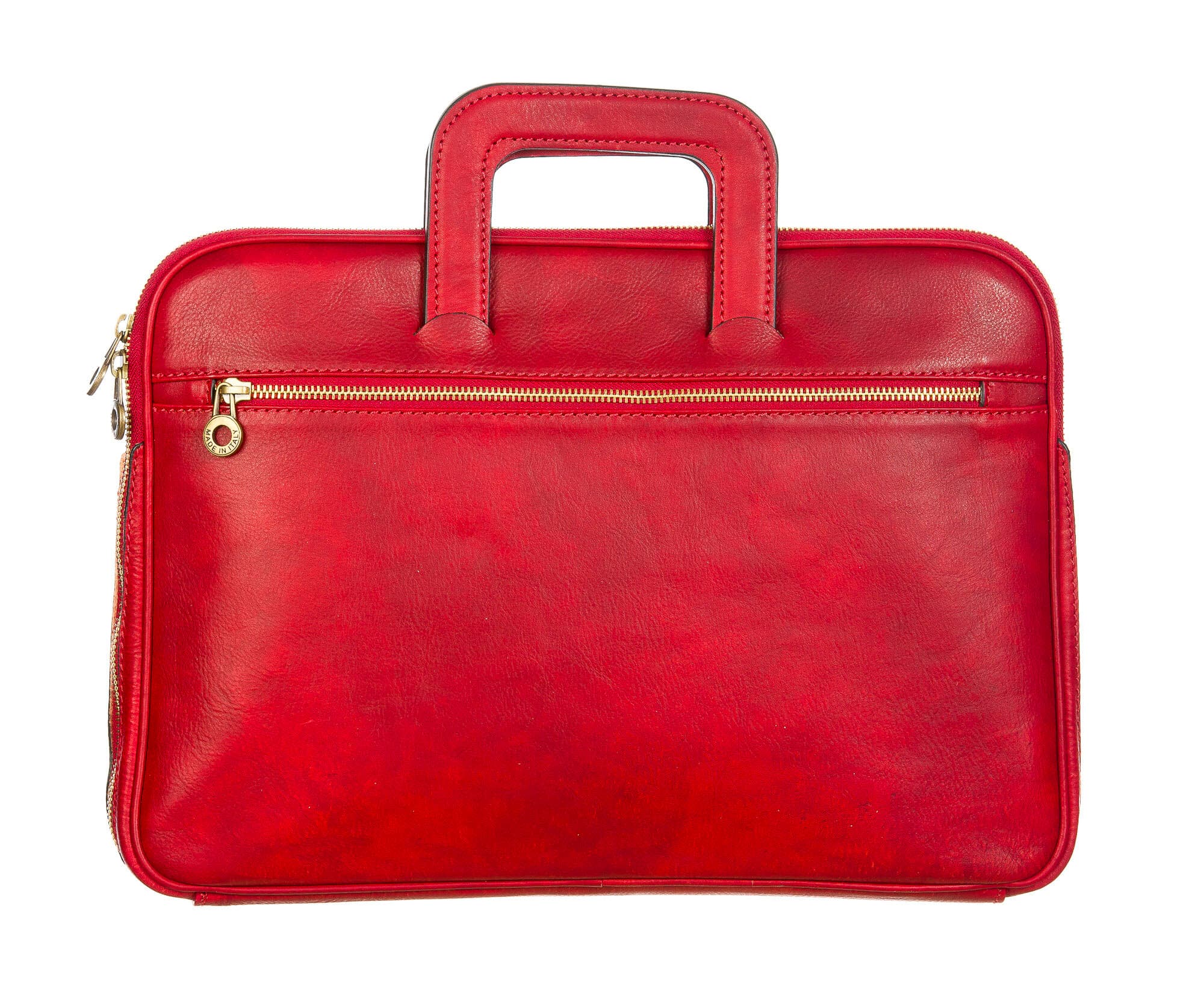ENEA : cartella ufficio / porta pc, uomo - donna, in cuoio, colore : ROSSO, Made in Italy. (Borsa)