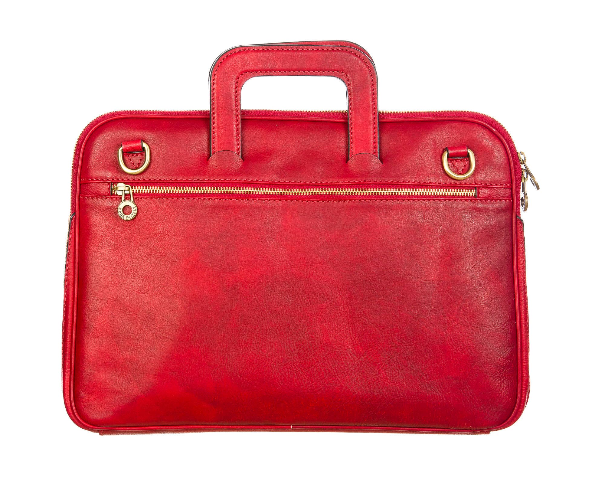 ENEA : cartella ufficio / porta pc, uomo - donna, in cuoio, colore : ROSSO, Made in Italy. (Borsa)