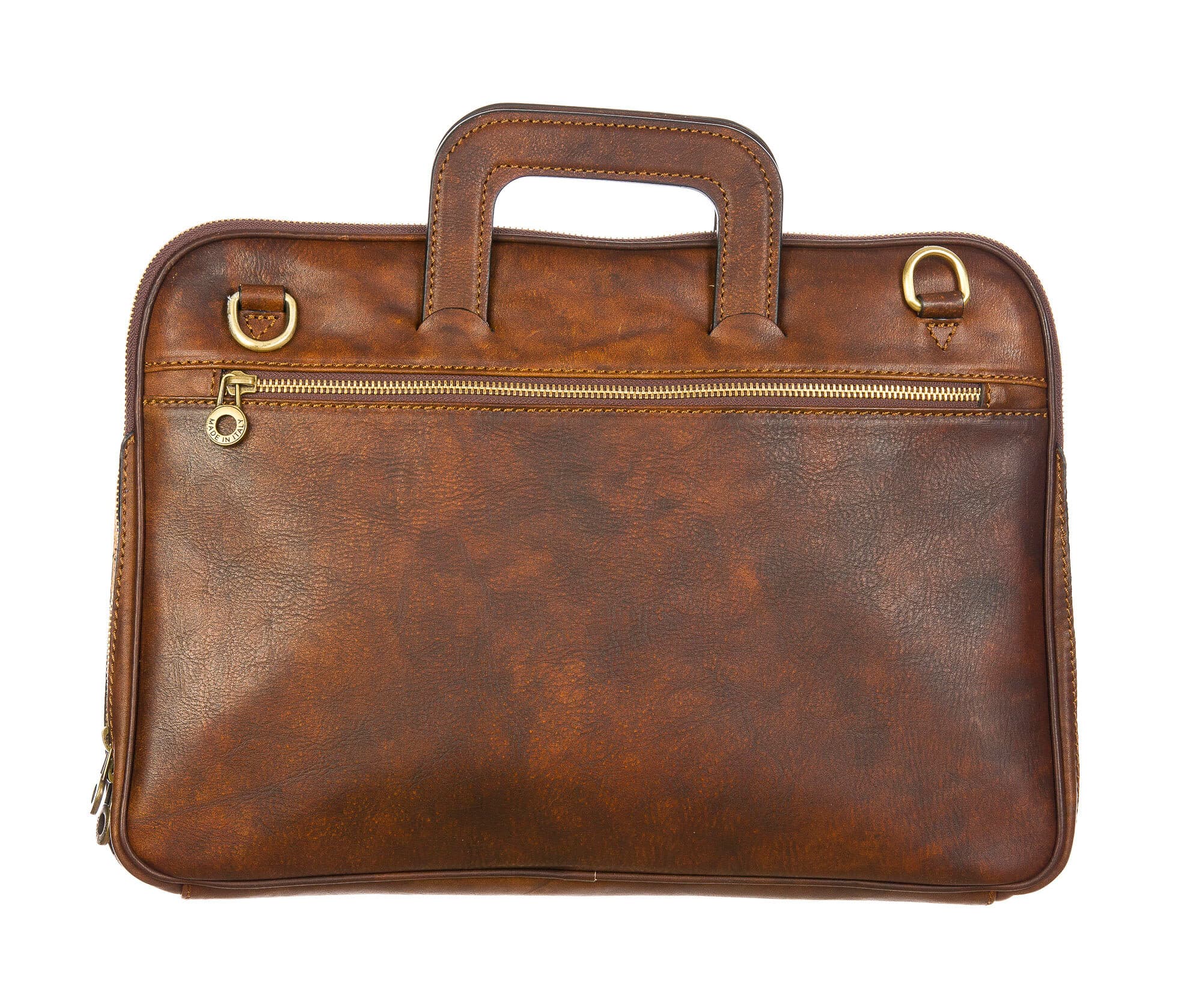 ENEA : cartella ufficio / porta pc, uomo - donna, in cuoio, colore : TESTAMORO, Made in Italy. (Borsa)
