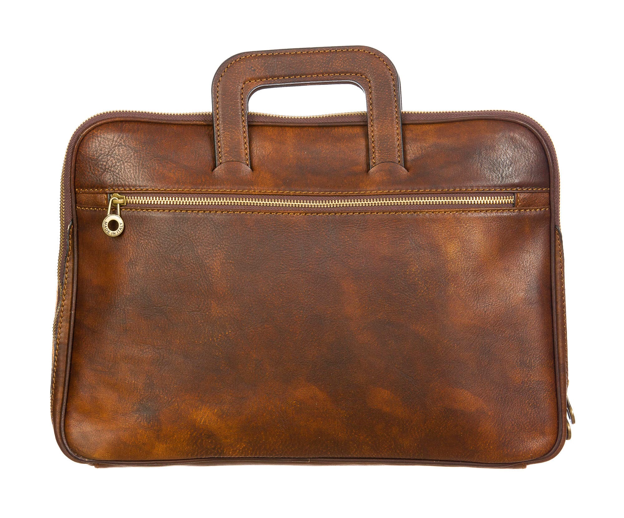 ENEA : cartella ufficio / porta pc, uomo - donna, in cuoio, colore : TESTAMORO, Made in Italy. (Borsa)