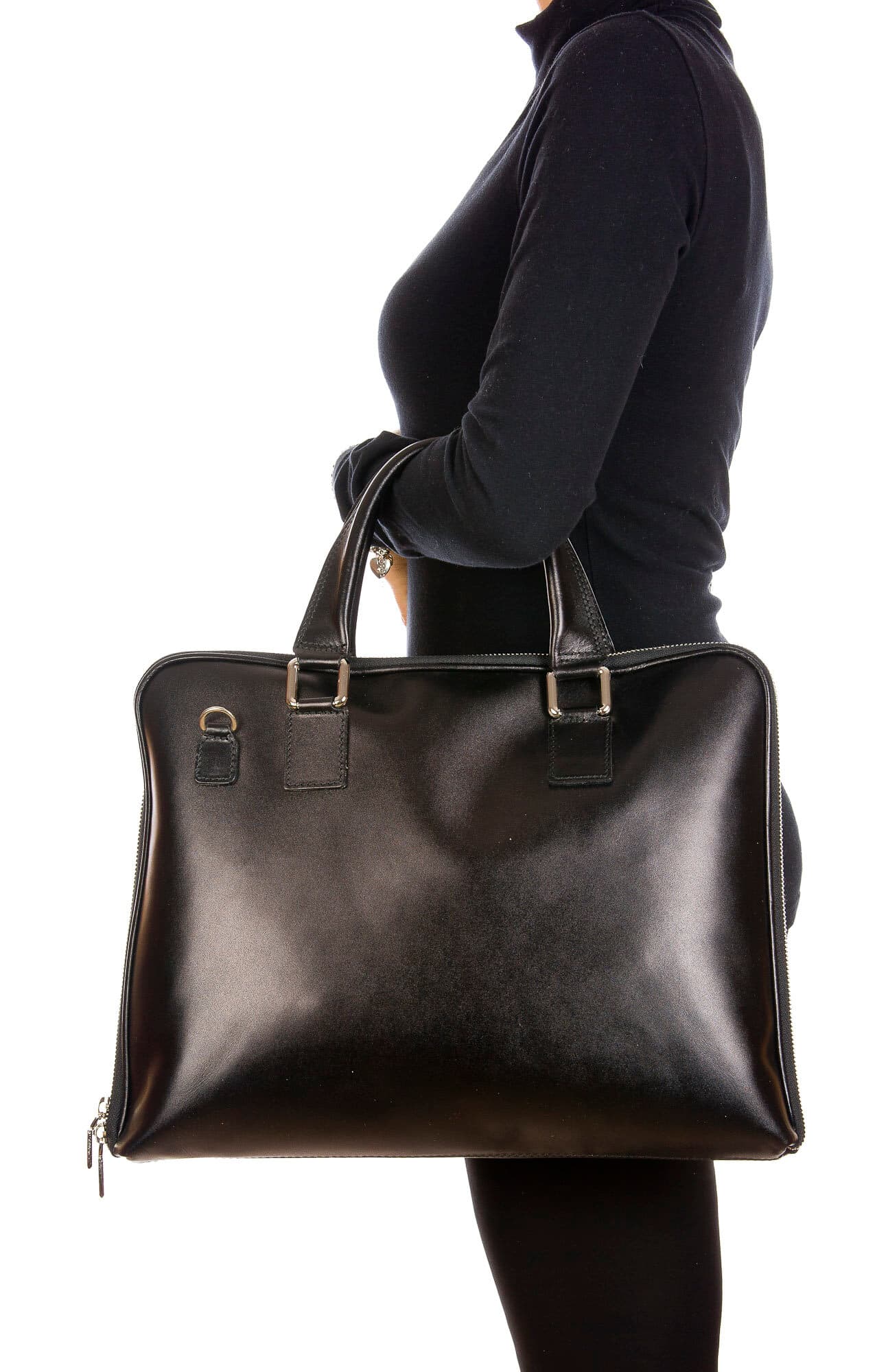 MANUELE : cartella ufficio / portacomputer, uomo - donna, in cuoio, colore :NERO, Made in Italy (Borsa)