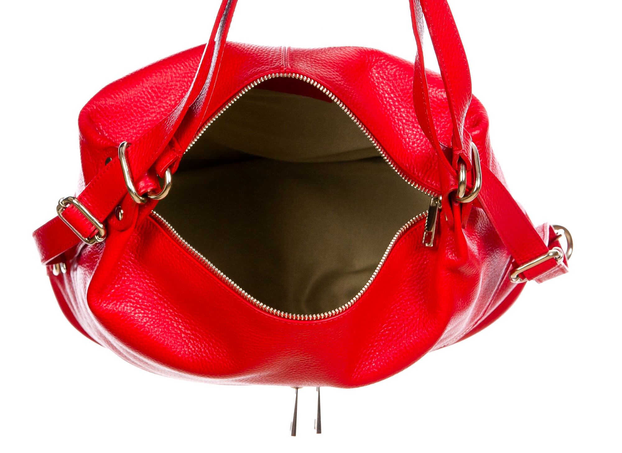 MONTE SIERRA : borsa - zaino, donna, pelle morbida, colore : ROSSO, Made in Italy 