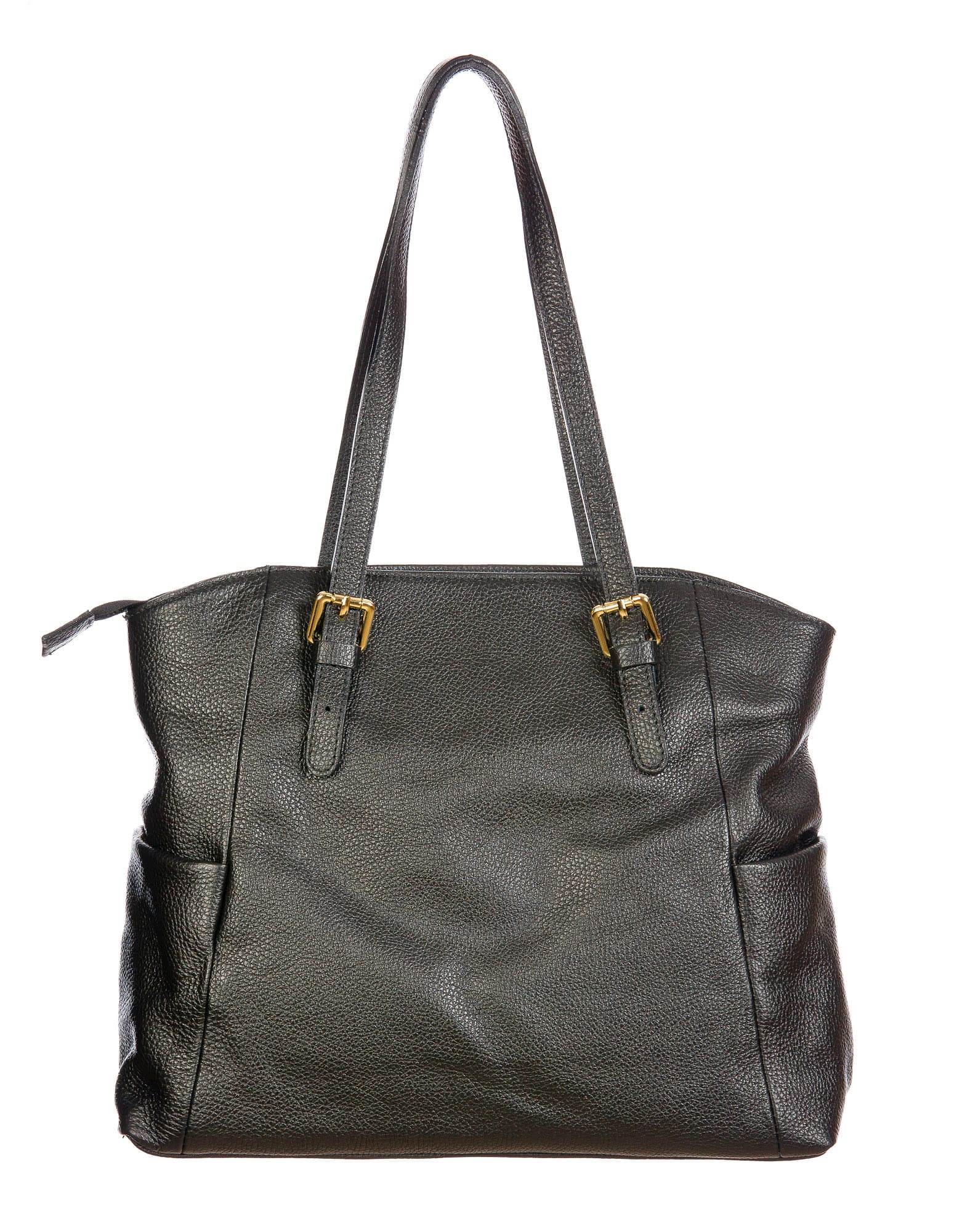 Borsa a spalla da donna in vera pelle CLERY, modello shopping, colore NERO, CHIARO SCURO, Made in Italy