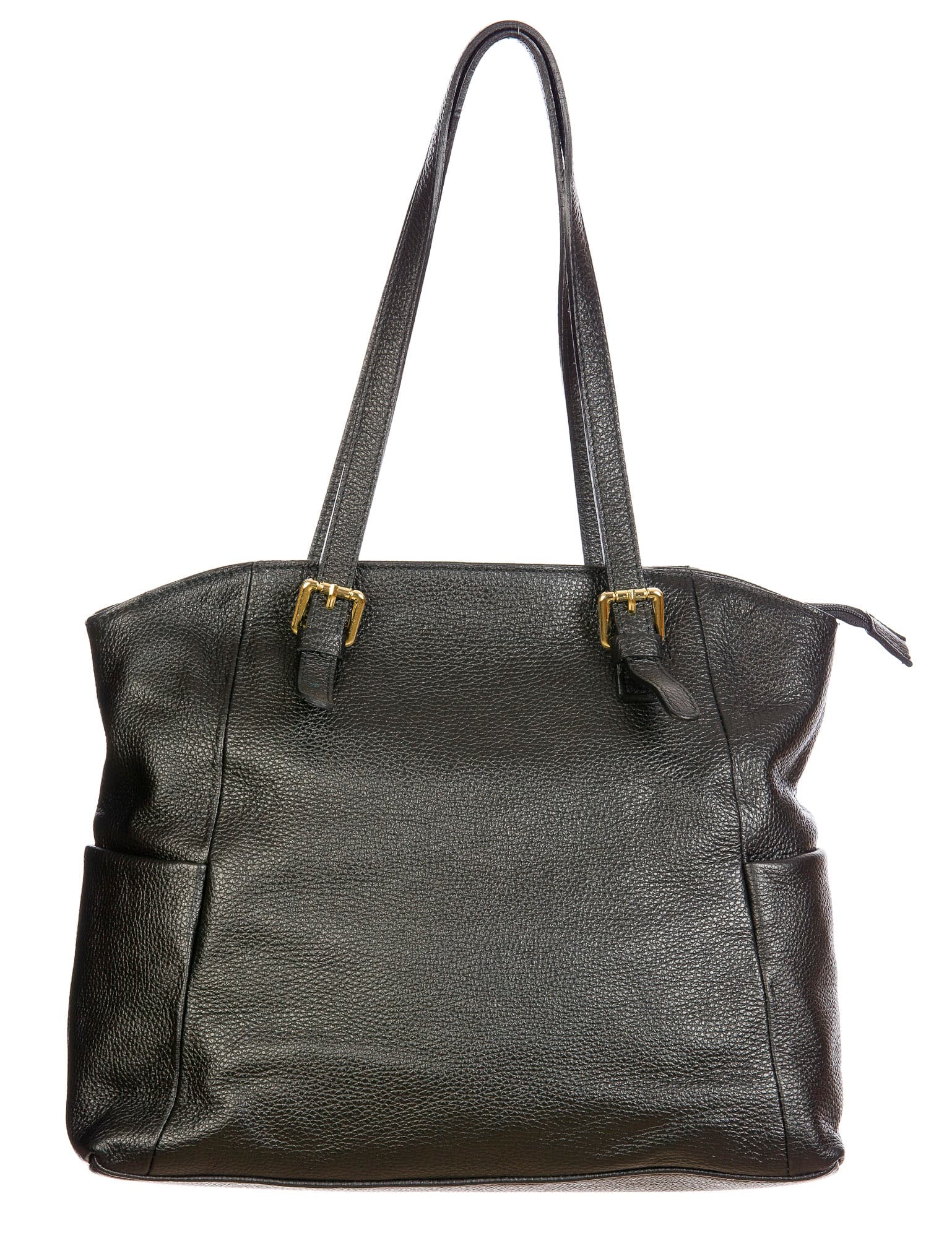 Borsa a spalla da donna in vera pelle CLERY, modello shopping, colore NERO, CHIARO SCURO, Made in Italy