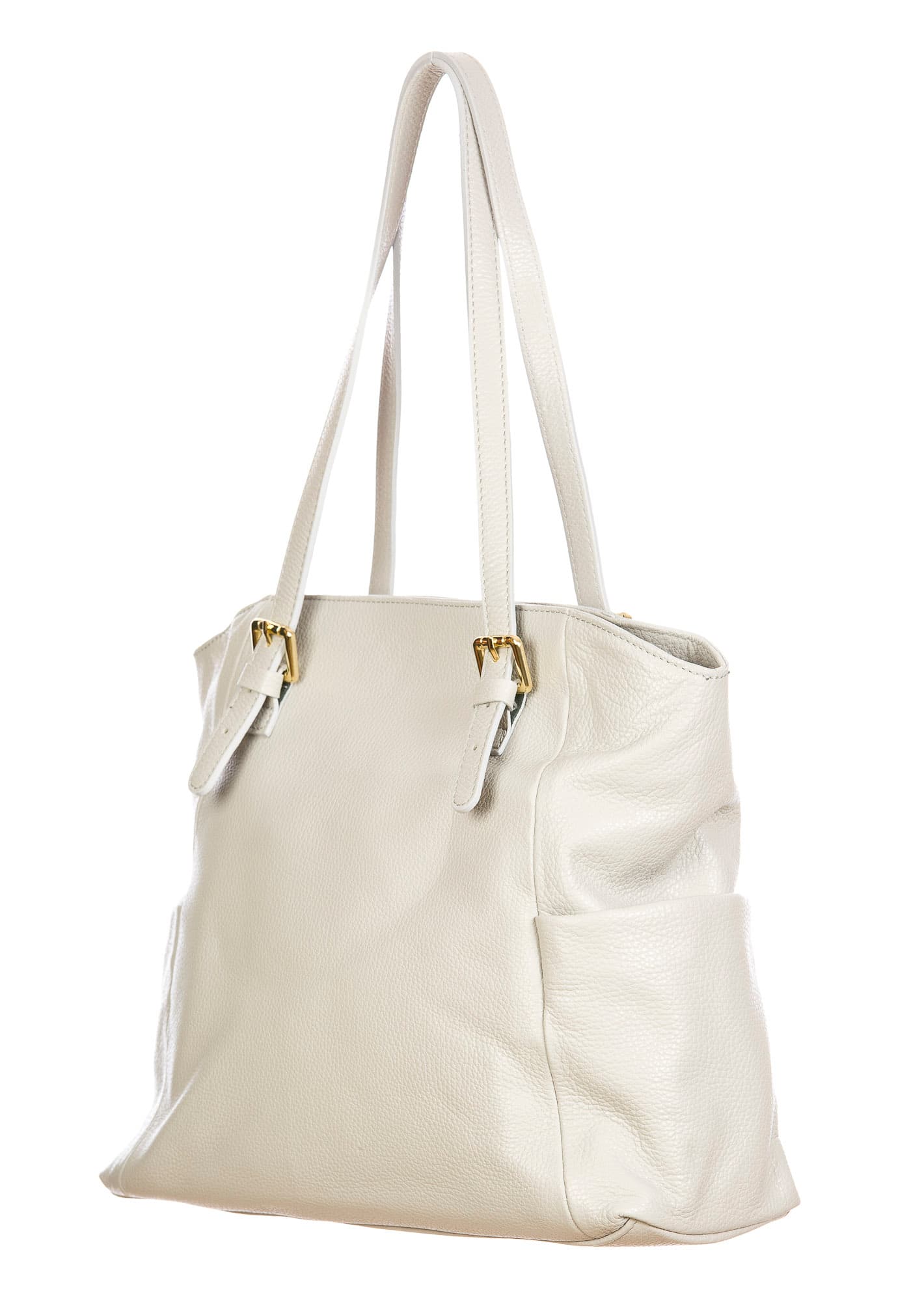 Borsa a spalla da donna in vera pelle CLERY, colore PANNA, CHIARO SCURO, MADE IN ITALY