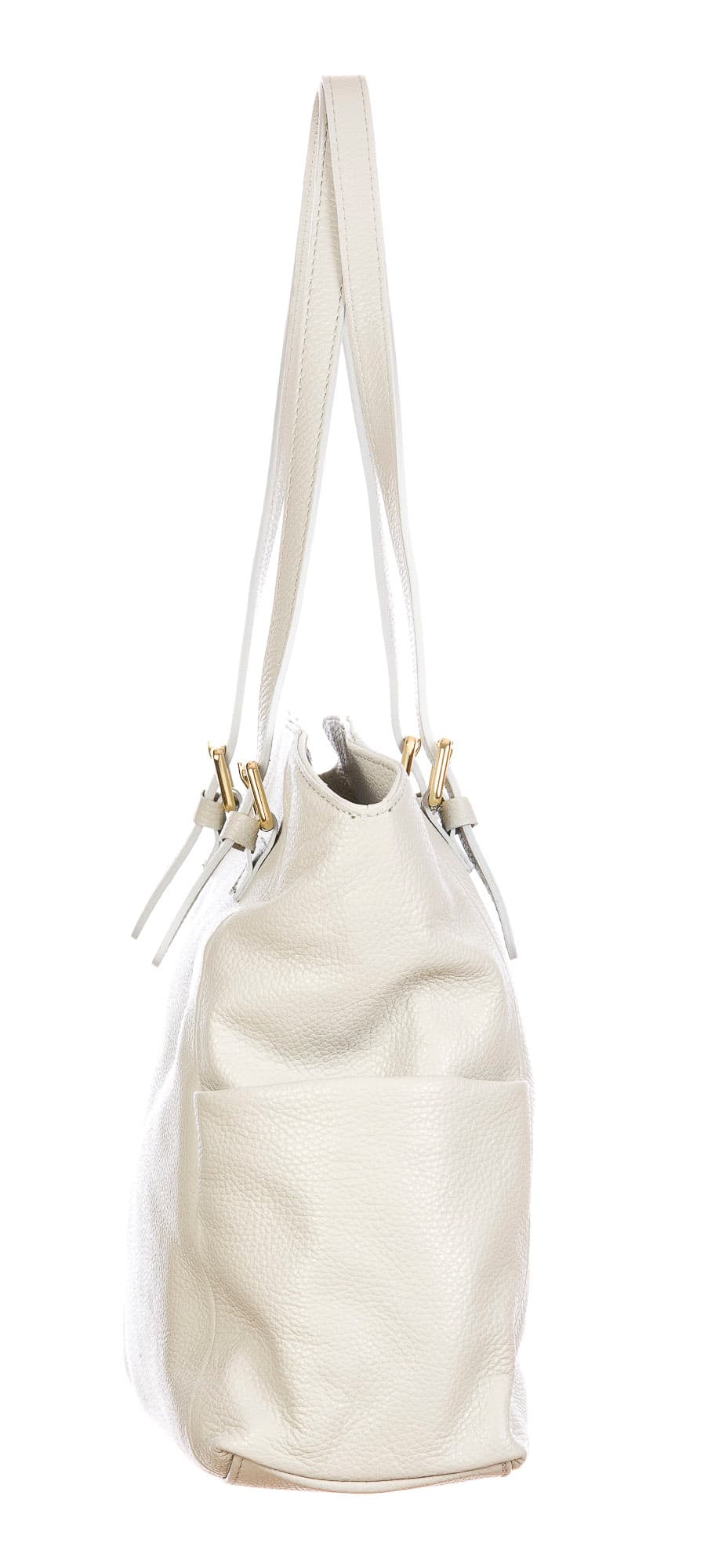 Borsa a spalla da donna in vera pelle CLERY, colore PANNA, CHIARO SCURO, MADE IN ITALY