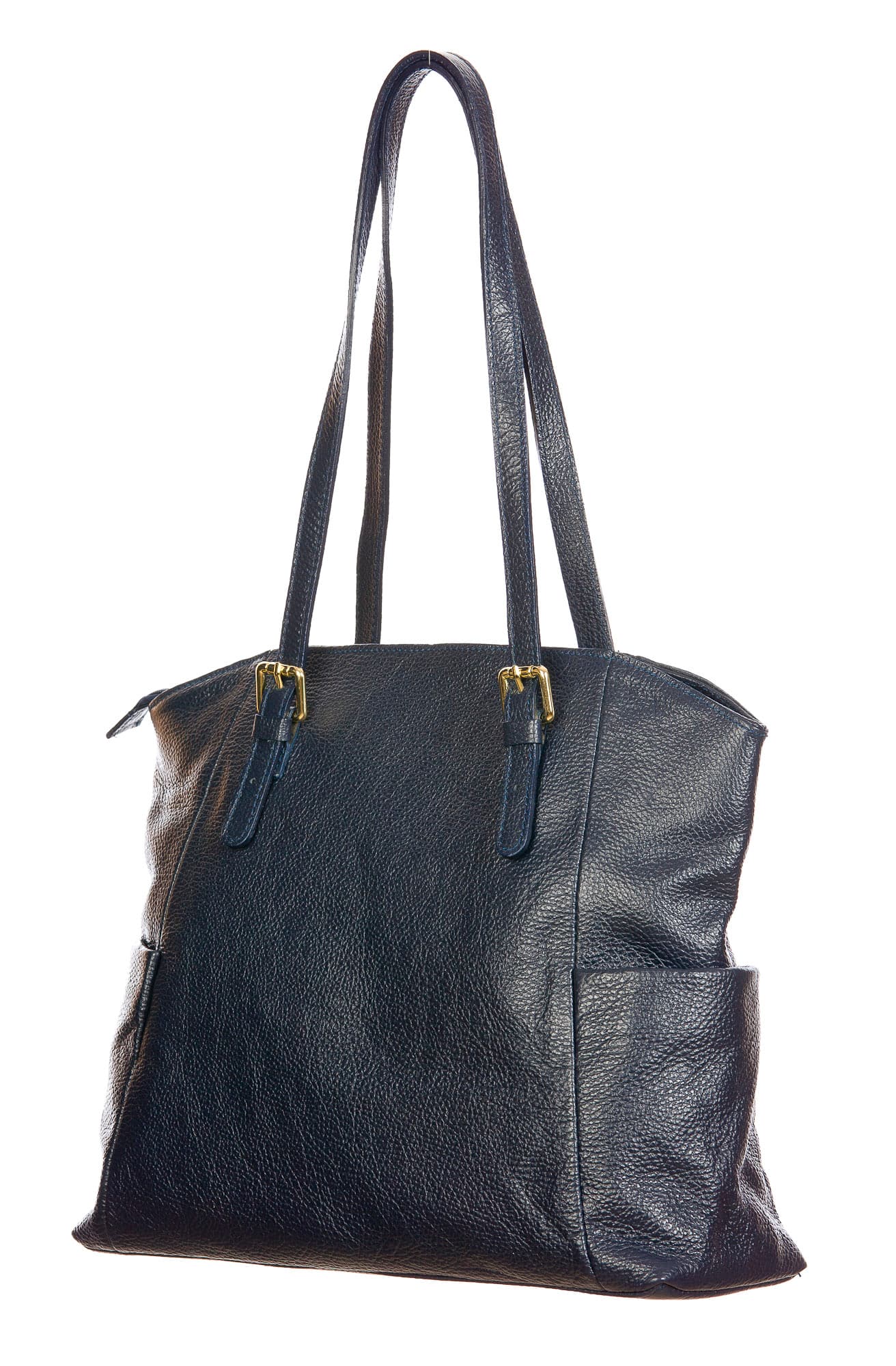 Borsa a spalla da donna in vera pelle CLERY, modello shopping, colore BLU, CHIARO SCURO, Made in Italy
