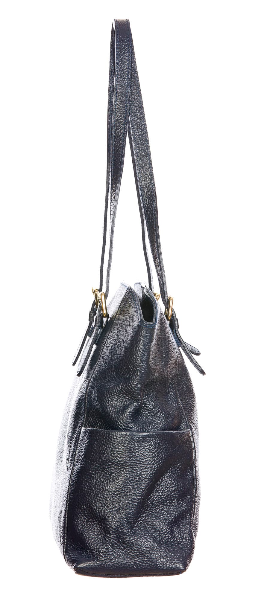 Borsa a spalla da donna in vera pelle CLERY, modello shopping, colore BLU, CHIARO SCURO, Made in Italy