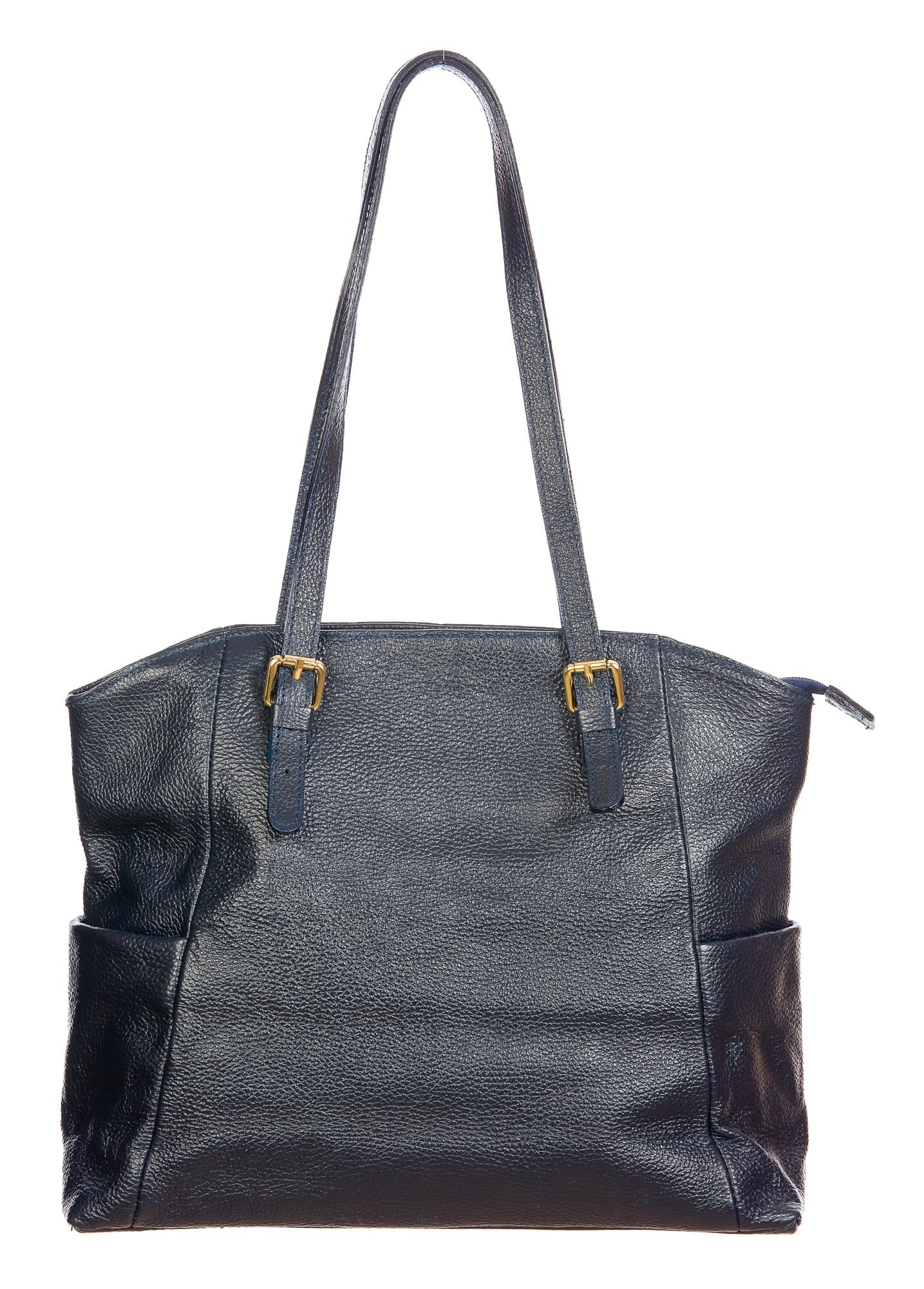 Borsa a spalla da donna in vera pelle CLERY, modello shopping, colore BLU, CHIARO SCURO, Made in Italy