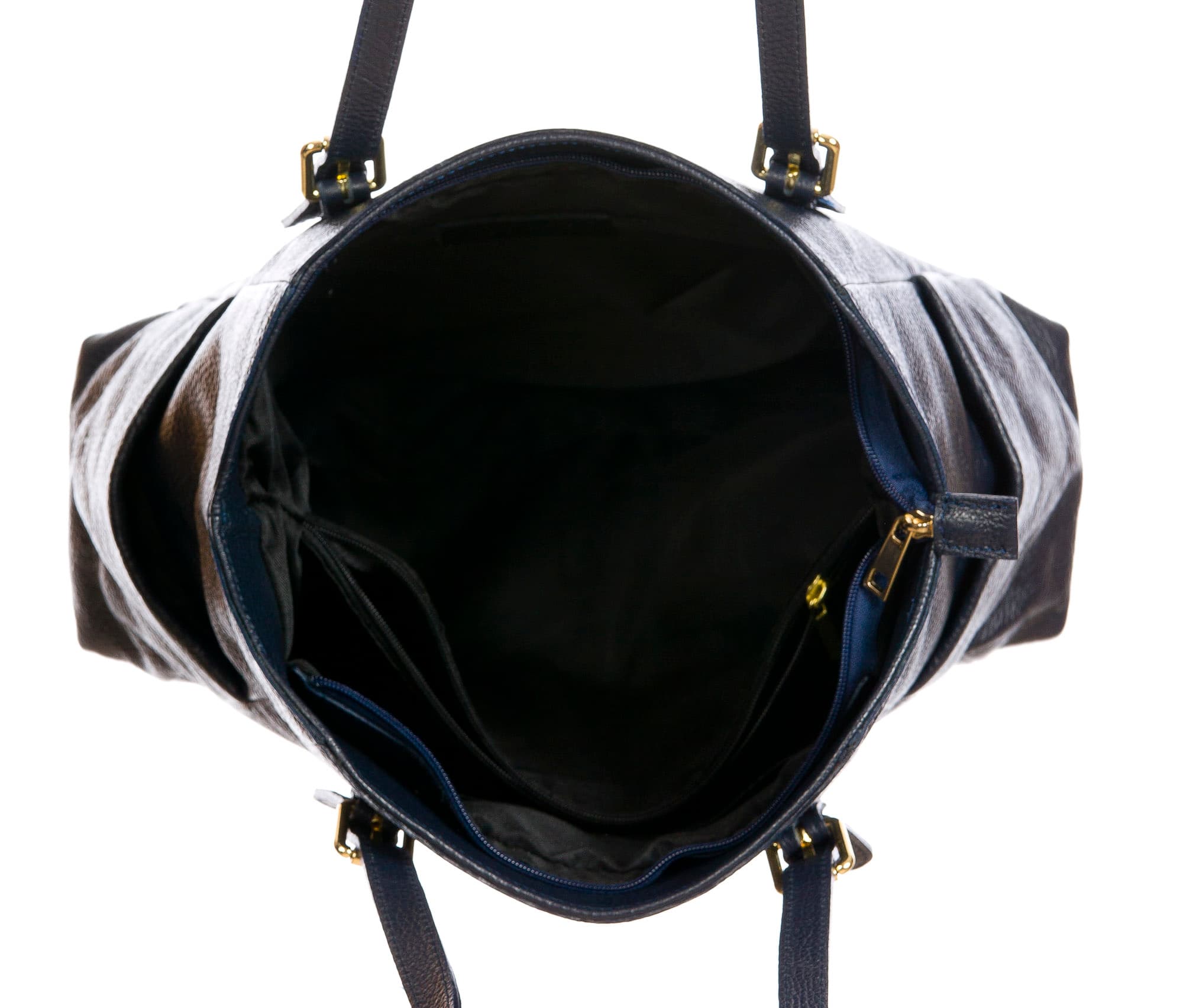 Borsa a spalla da donna in vera pelle CLERY, modello shopping, colore BLU, CHIARO SCURO, Made in Italy