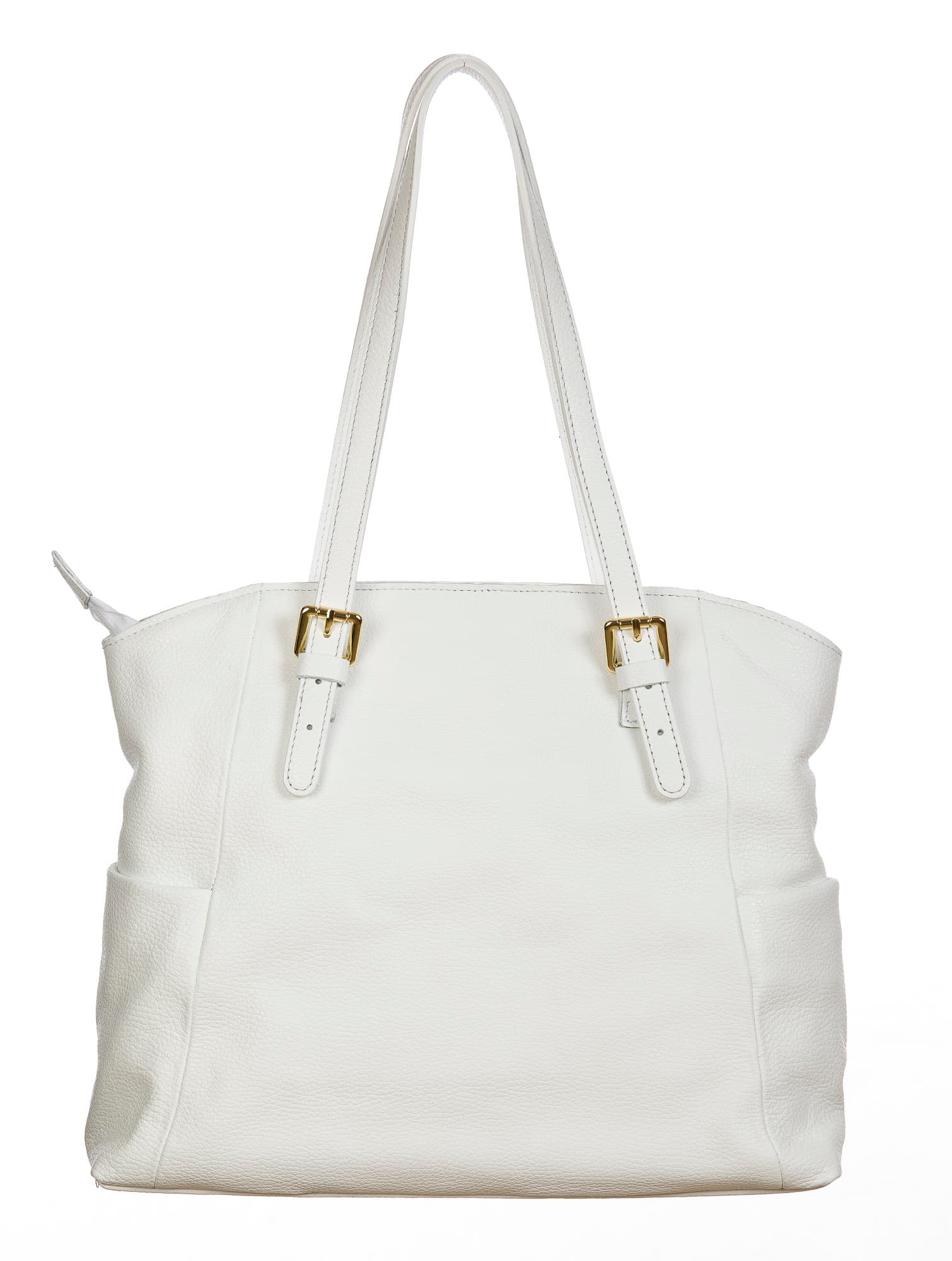 Borsa a spalla da donna in vera pelle CLERY, colore BIANCO, CHIARO SCURO, MADE IN ITALY