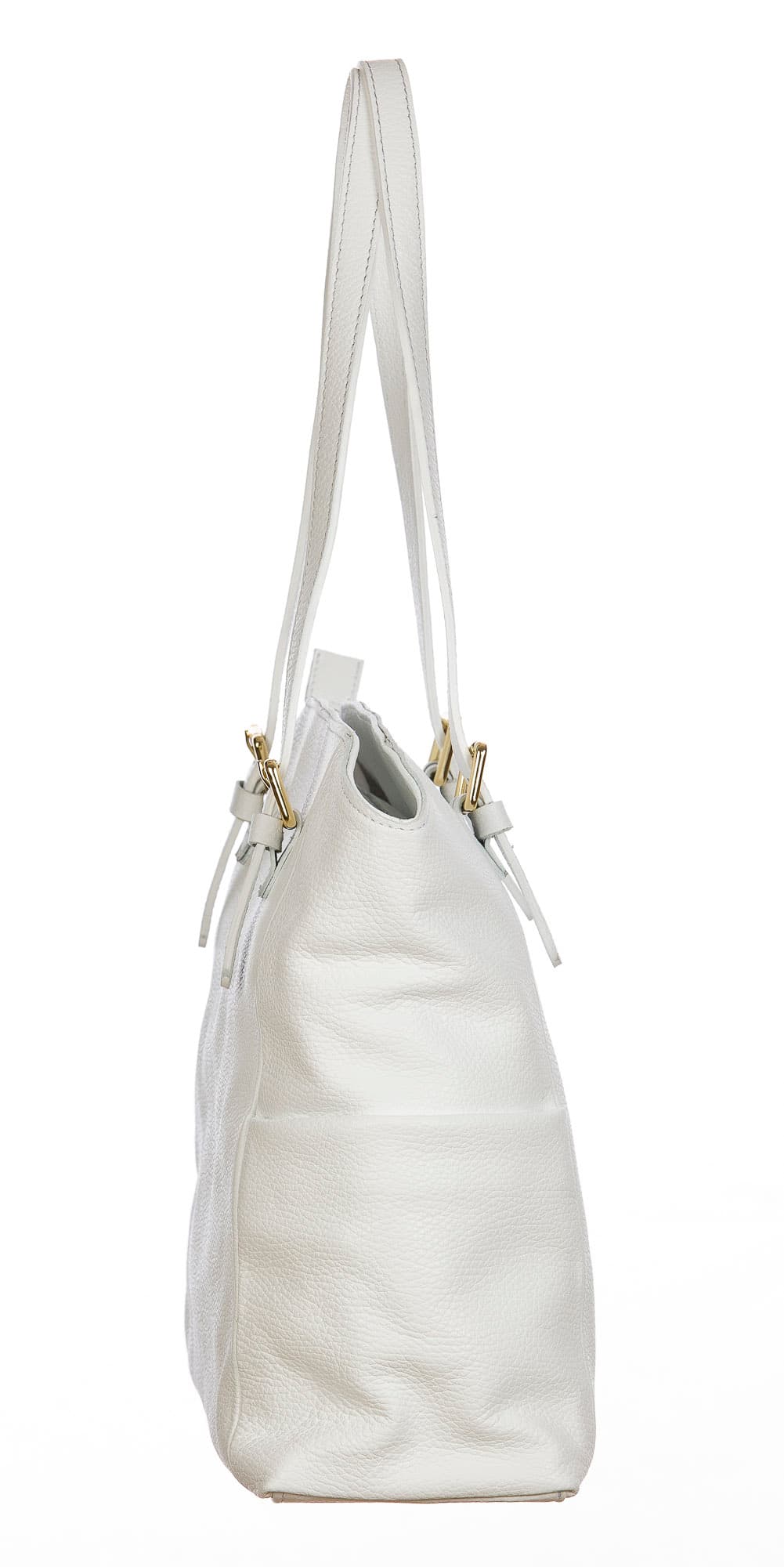 Borsa a spalla da donna in vera pelle CLERY, colore BIANCO, CHIARO SCURO, MADE IN ITALY
