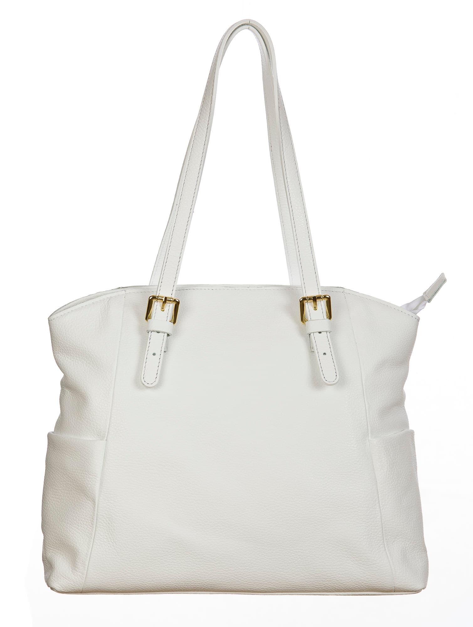 Borsa a spalla da donna in vera pelle CLERY, colore BIANCO, CHIARO SCURO, MADE IN ITALY