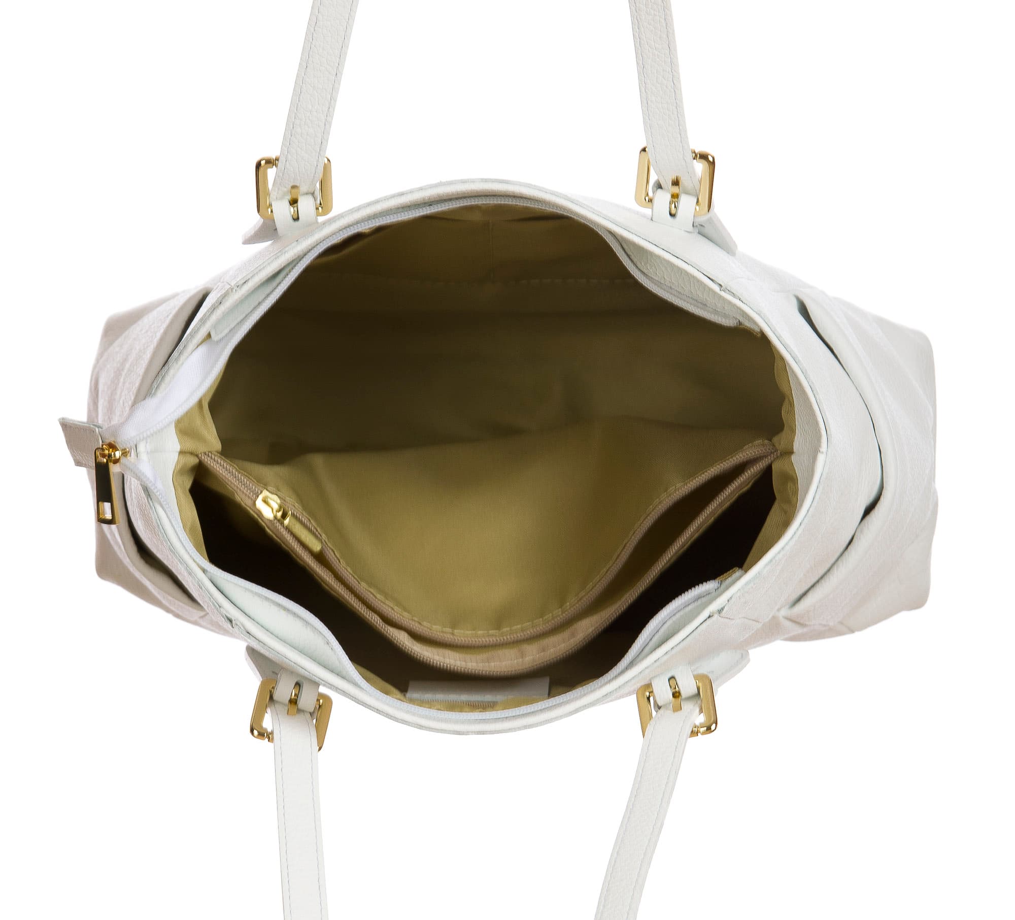 Borsa a spalla da donna in vera pelle CLERY, colore BIANCO, CHIARO SCURO, MADE IN ITALY
