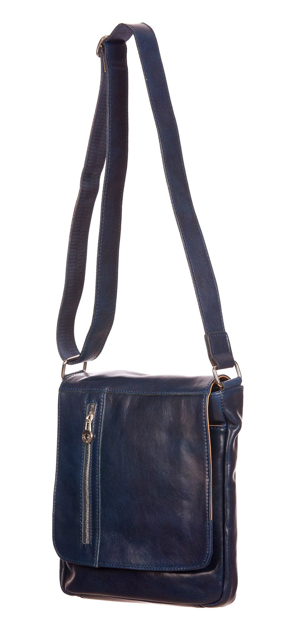 GREG : tracolla da uomo, in cuoio, colore : BLU, Made in Italy (Borsa)