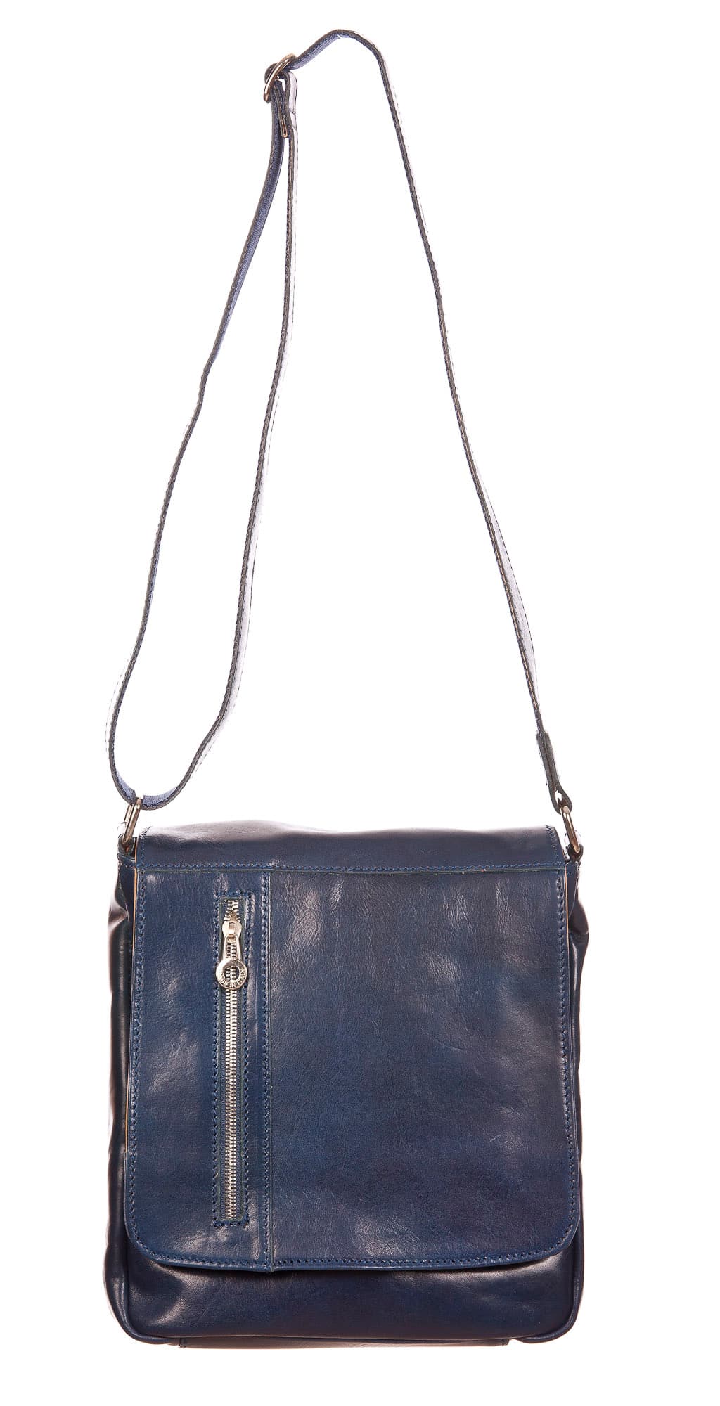 GREG : tracolla da uomo, in cuoio, colore : BLU, Made in Italy (Borsa)