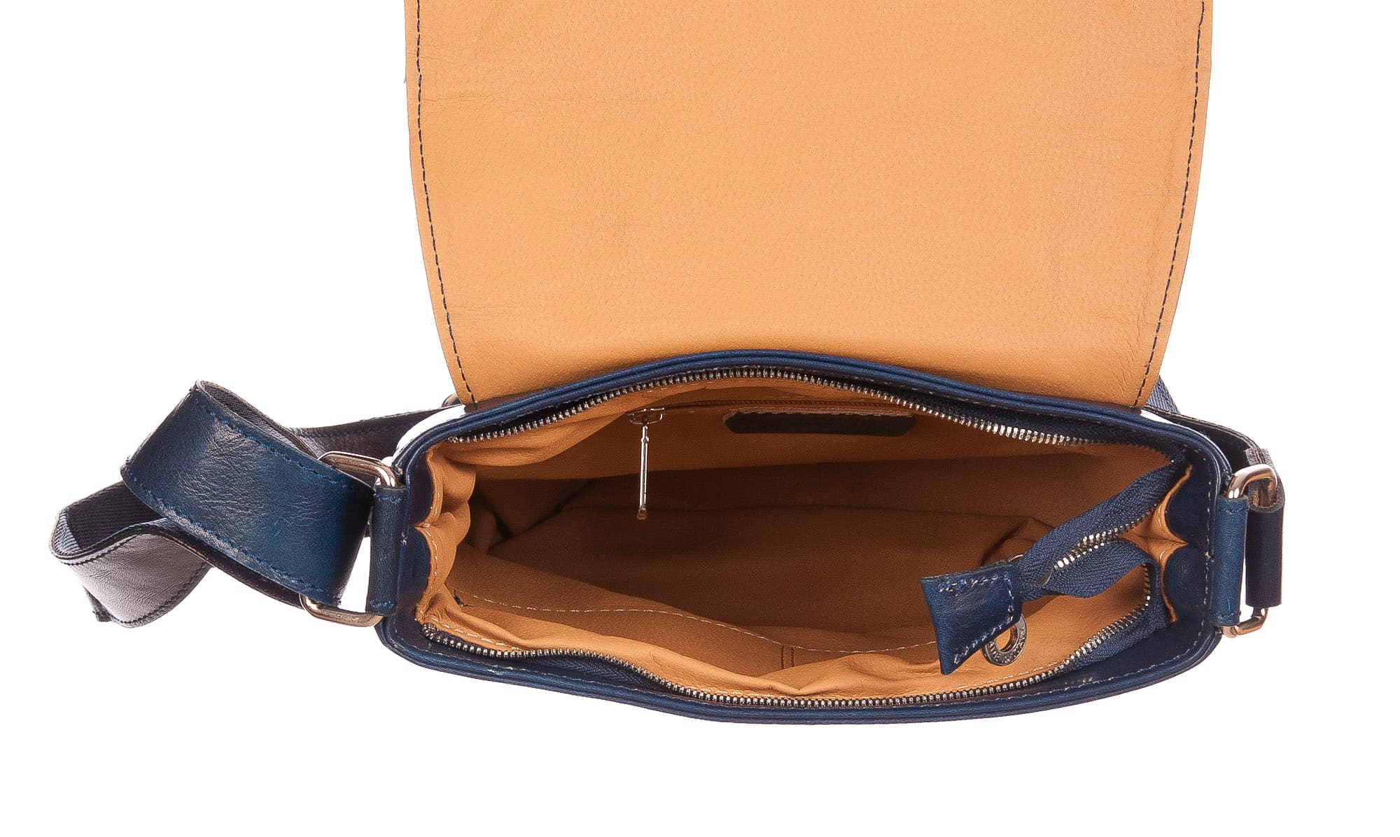 GREG : tracolla da uomo, in cuoio, colore : BLU, Made in Italy (Borsa)