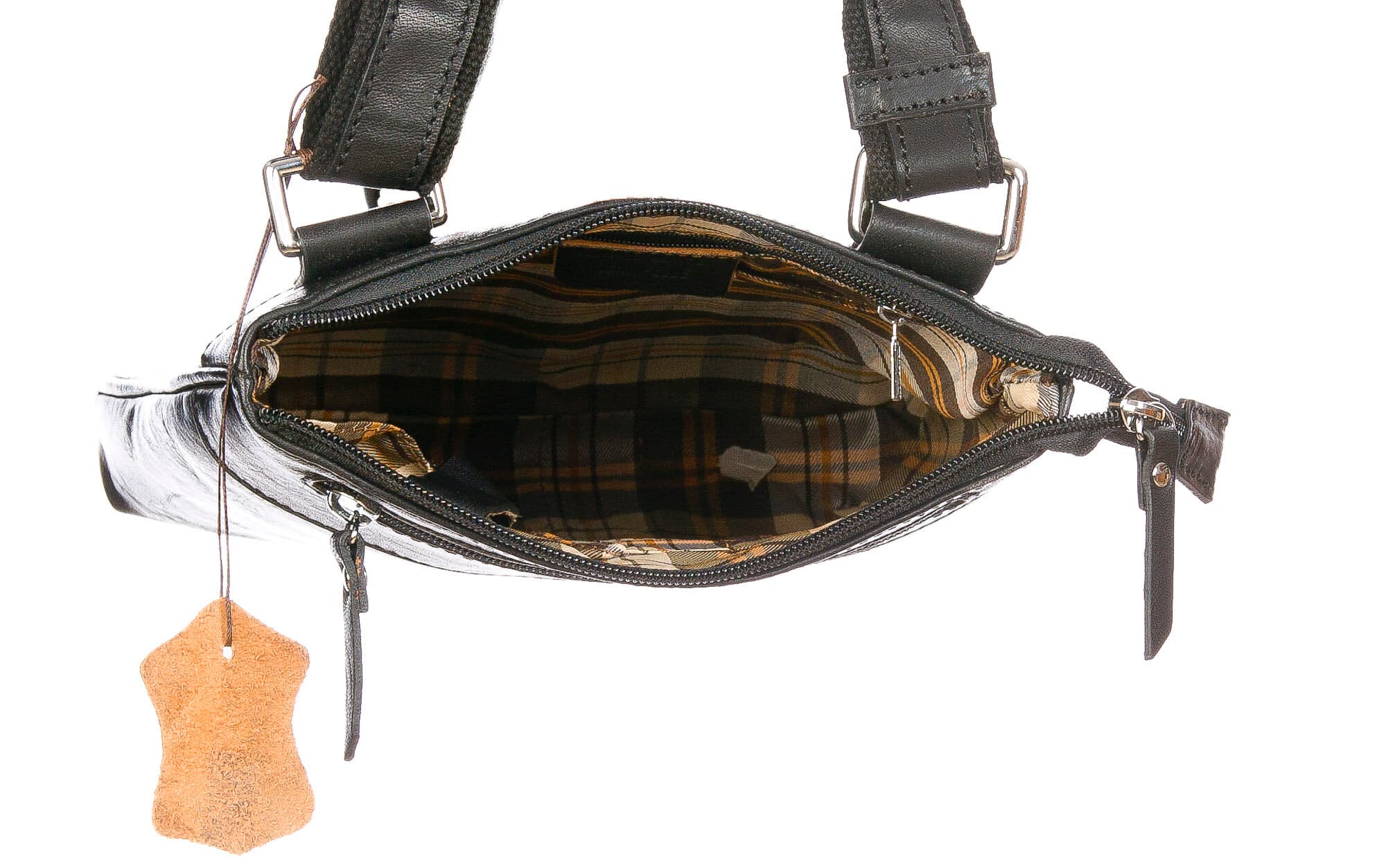 DINO : tracolla uomo, in cuoio opaco, colore:NERO, Made in Italy (Borsa)