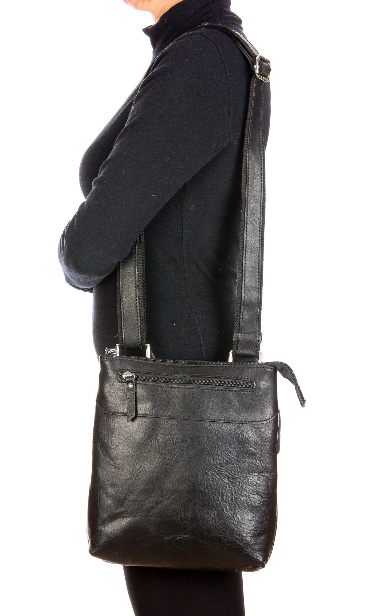 DINO : tracolla uomo, in cuoio opaco, colore:NERO, Made in Italy (Borsa)
