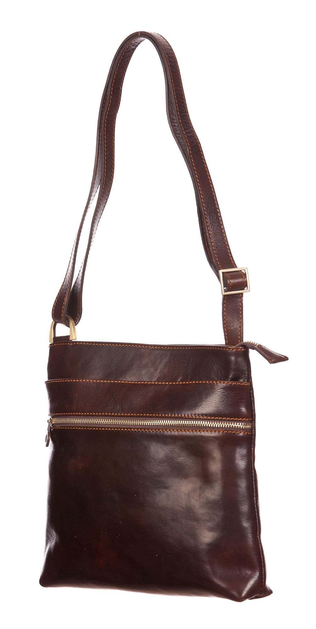 DAMIANO: tracolla uomo in cuoio, colore : TESTA DI MORO, Made in Italy (Borsa