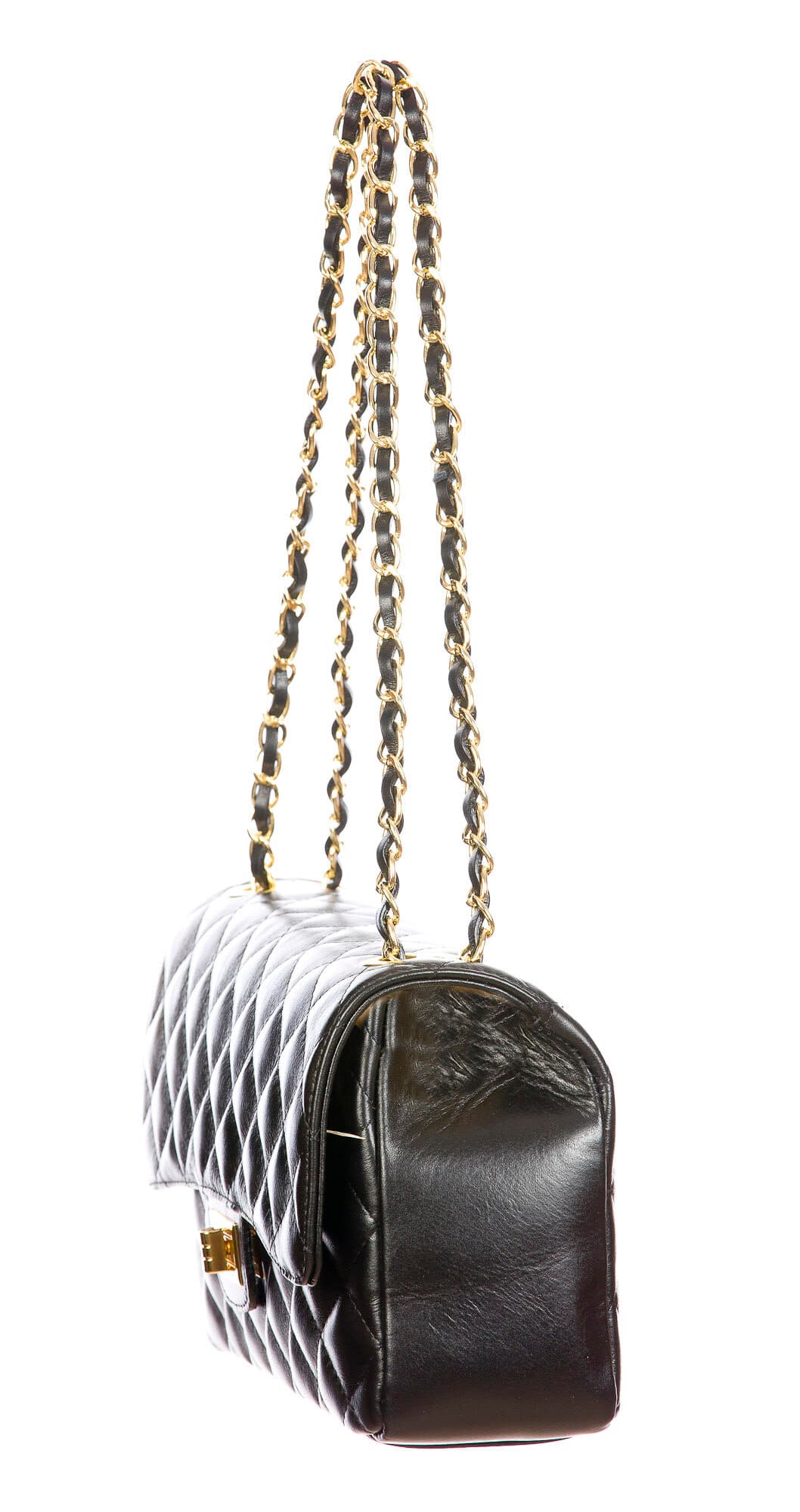 Borsa a spalla da donna in vera pelle CHARLOTTE MEDIUM, colore NERO, CHIAROSCURO, MADE IN ITALY