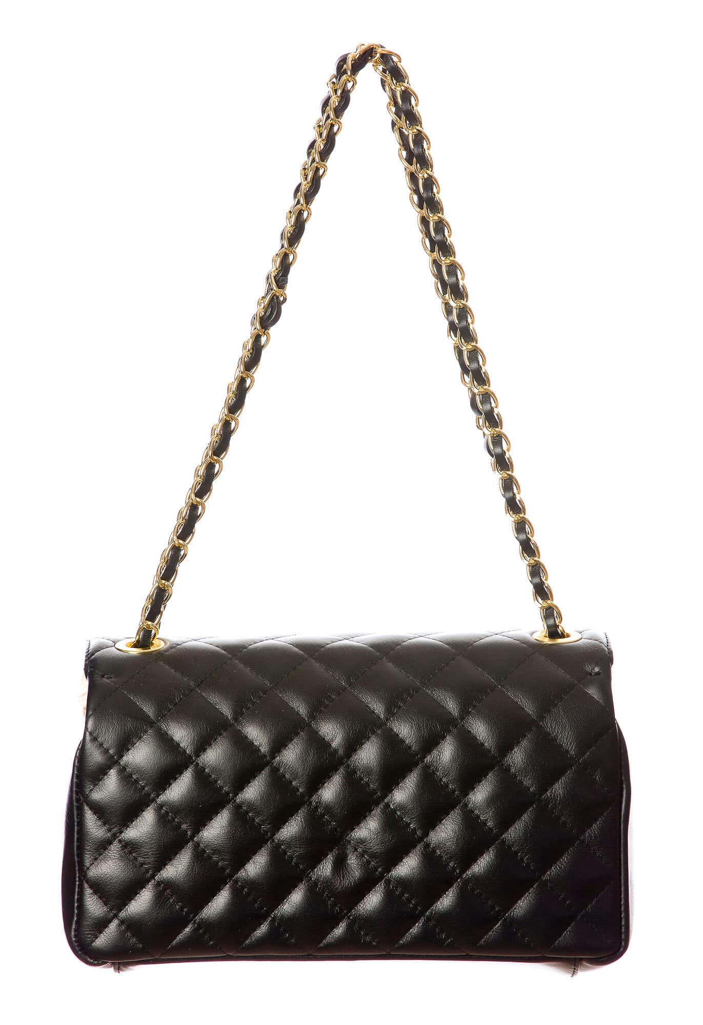 Borsa a spalla da donna in vera pelle CHARLOTTE MEDIUM, colore NERO, CHIAROSCURO, MADE IN ITALY