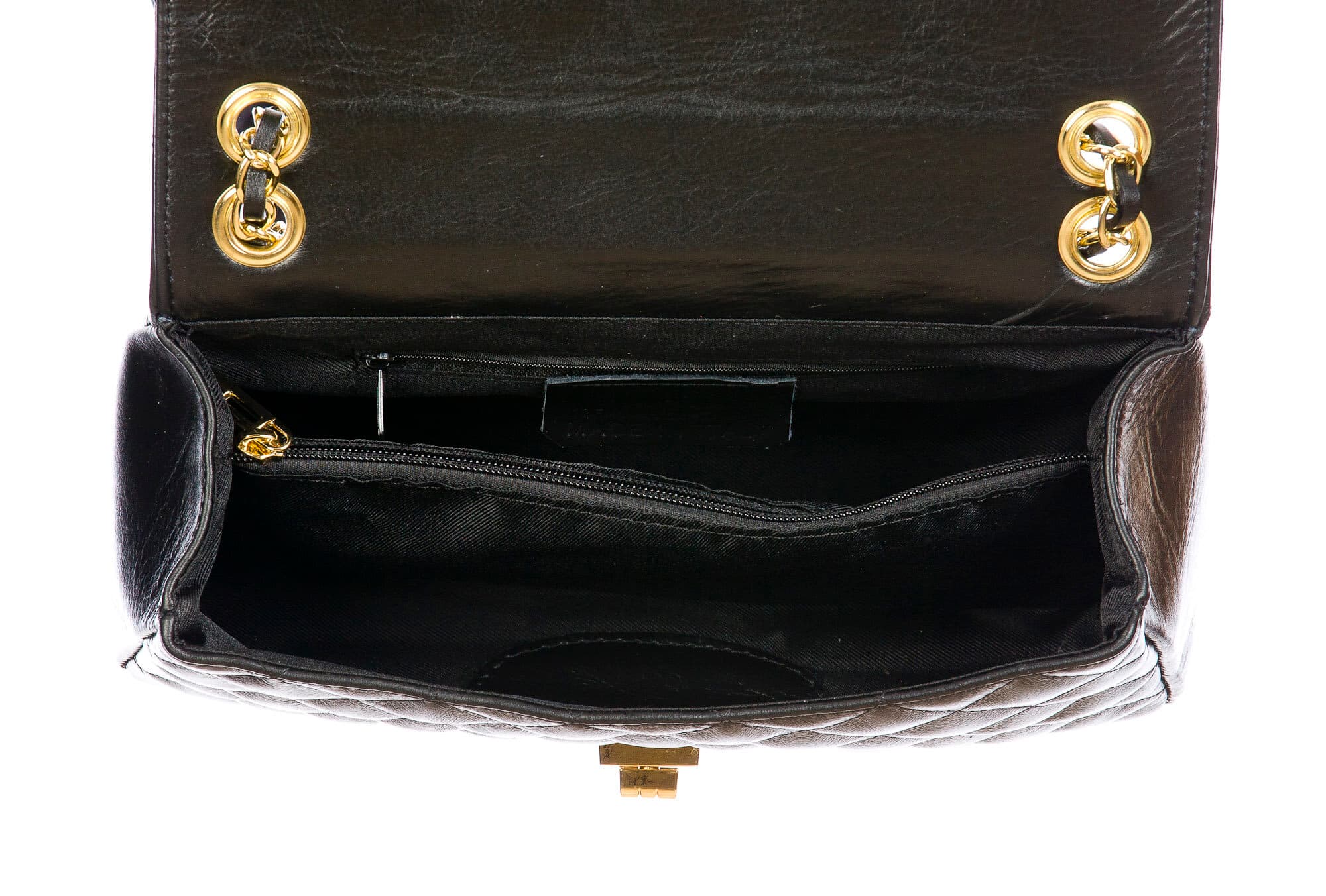 Borsa a spalla da donna in vera pelle CHARLOTTE MEDIUM, colore NERO, CHIAROSCURO, MADE IN ITALY