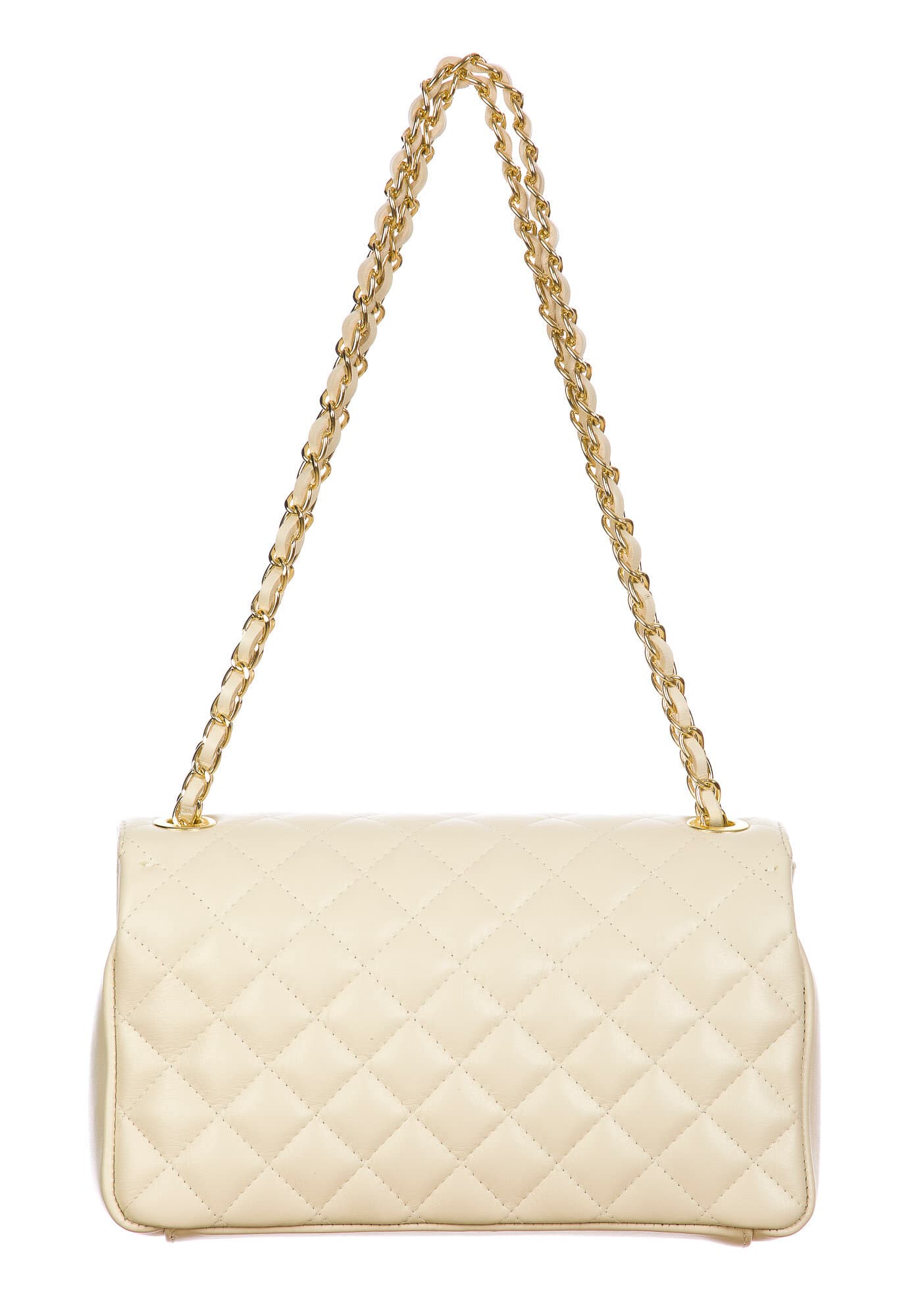 Borsa a spalla da donna in vera pelle CHARLOTTE MEDIUM, colore PANNA, CHIAROSCURO, MADE IN ITALY